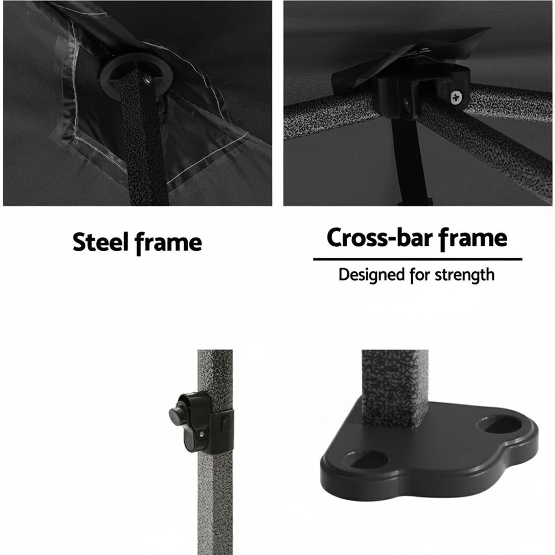 5 Instahut Gazebo Pop Up Marquee 3x3m Folding Tent Wedding Outdoor Camping Canopy Gazebos - Black, 5 of 8