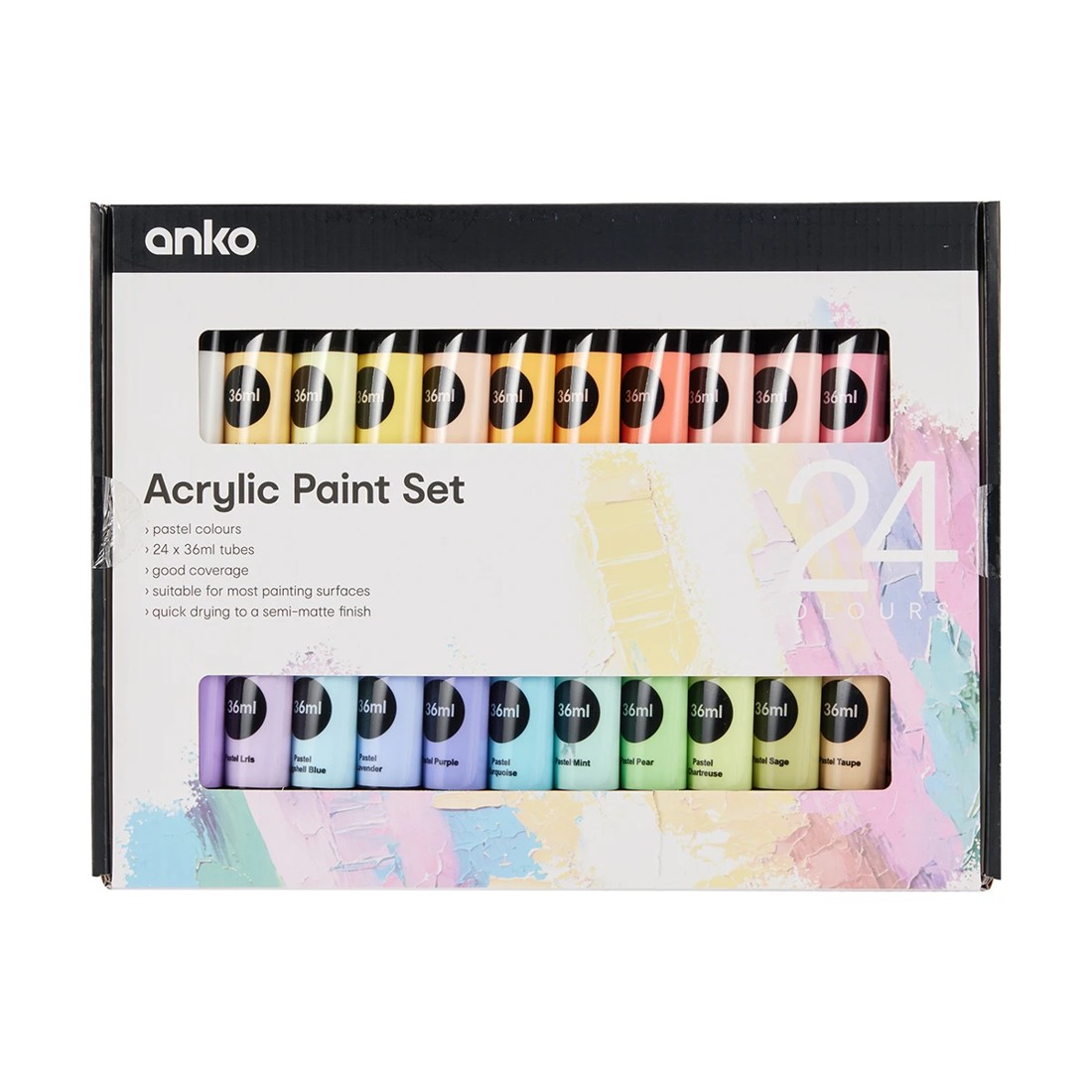 1 24 Pack Acrylic Paint Set - Pastel Colours, 1 of 9