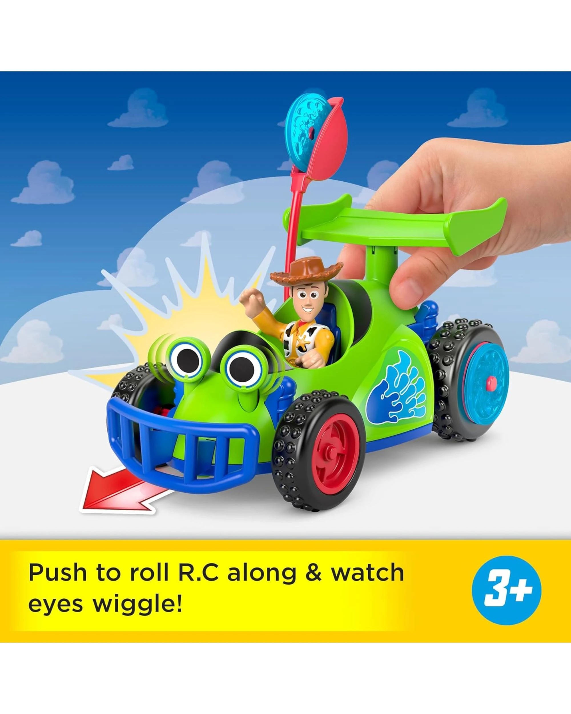 3 Fisher-Price Imaginext Disney Pixar Toy Story Woody and RC Disc Launcher Vehicle, 3 of 6