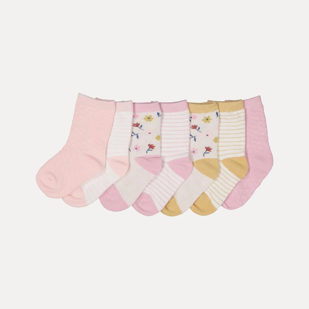 1 7 Pack Crew Socks Floral A, 1 of 3