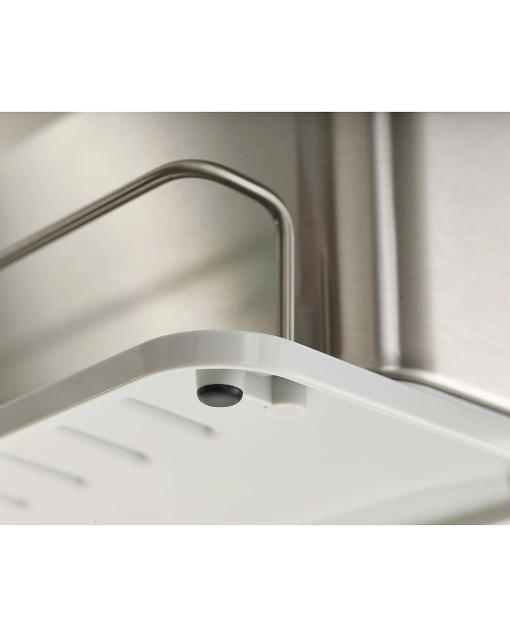 4 Joseph Joseph Surface Stainless Steel Sink Tidy Organiser Sloped Base Non-Slip Light Stone - Silver, 4 of 6