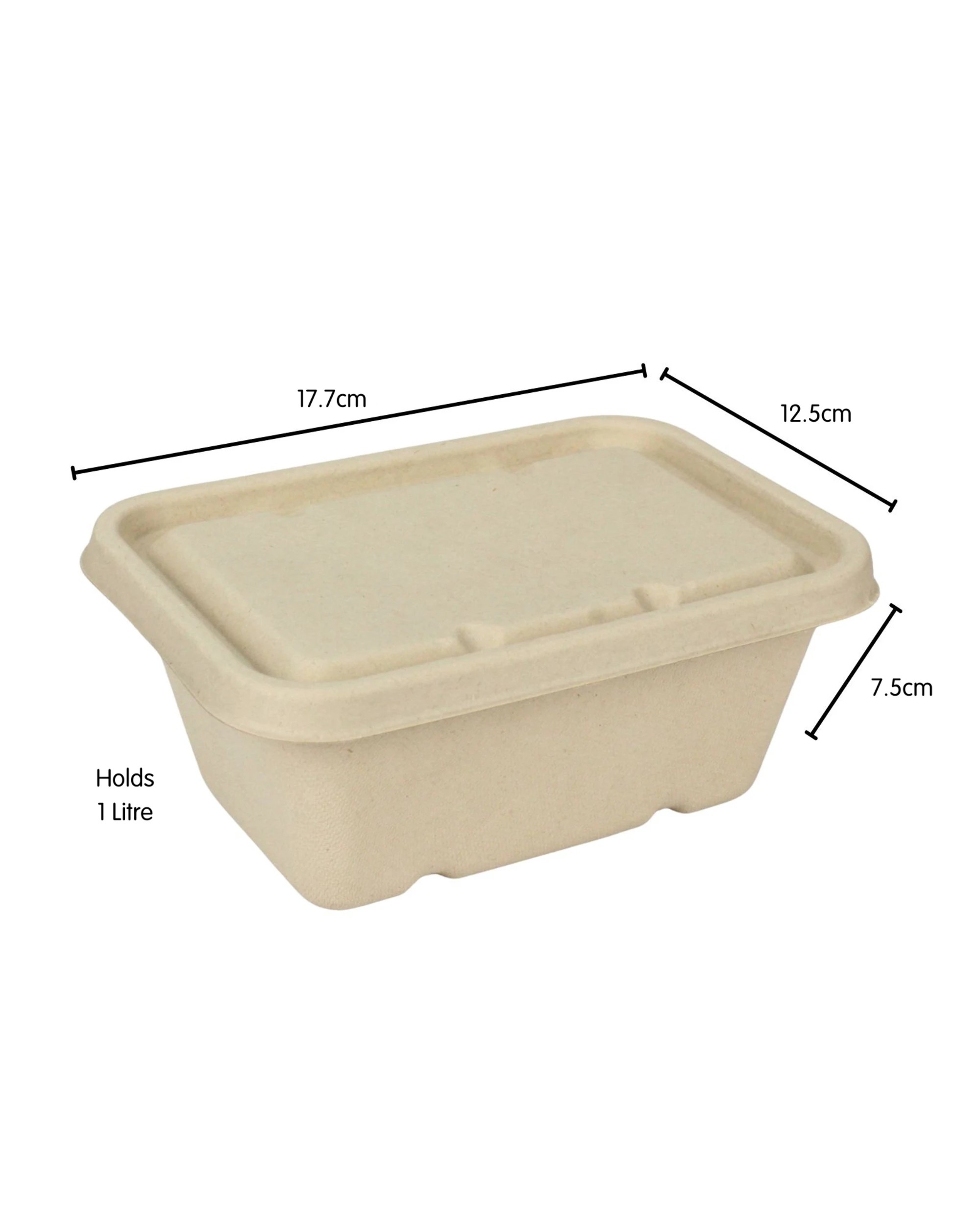 3 Lemon & Lime Eco Sugar Cane Food Containers With Lids 1 Litre Value Pack of 20 - Natural, 3 of 4
