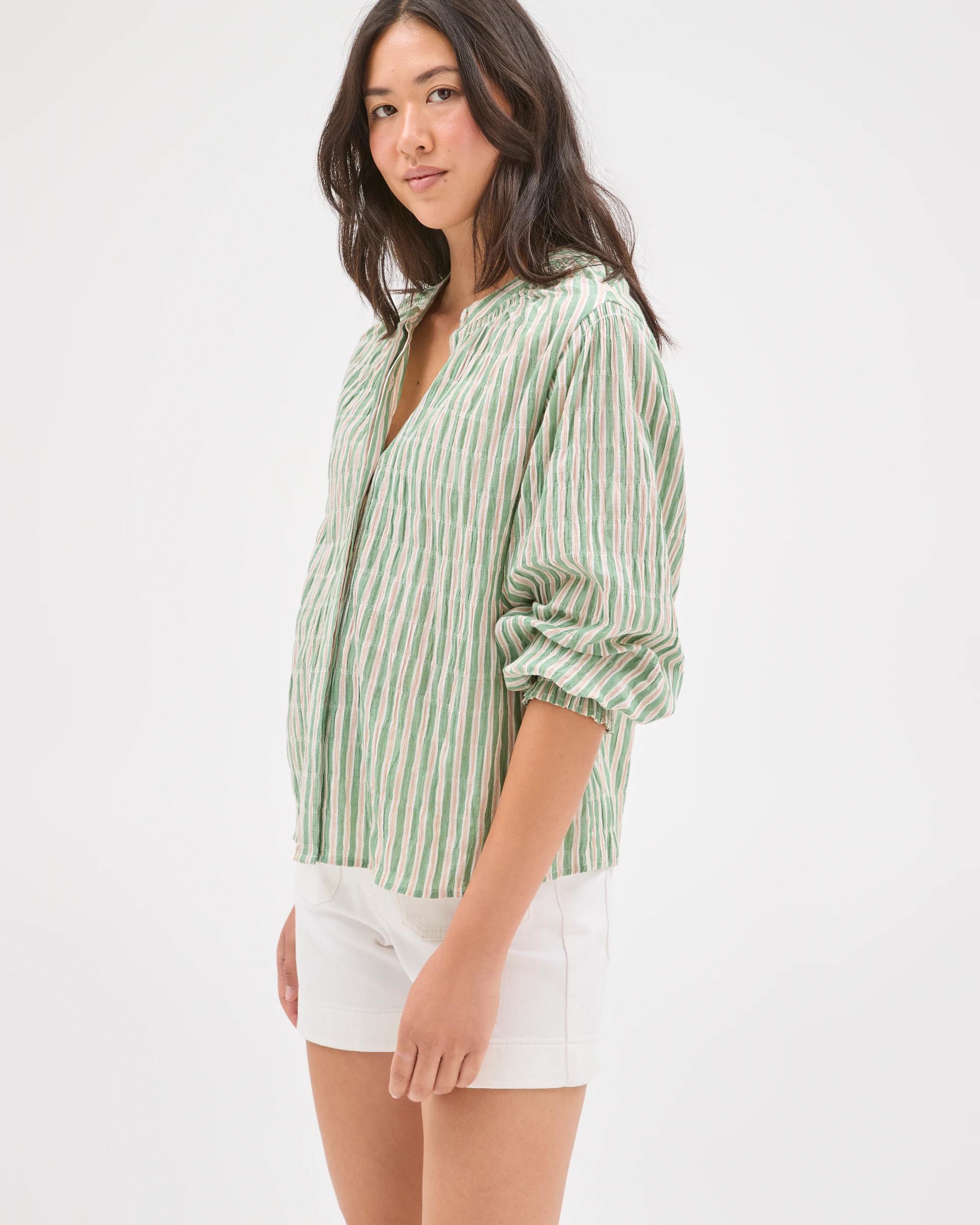 2 Target Woman Long Sleeve Femme Blouse STRIPE, 2 of 7