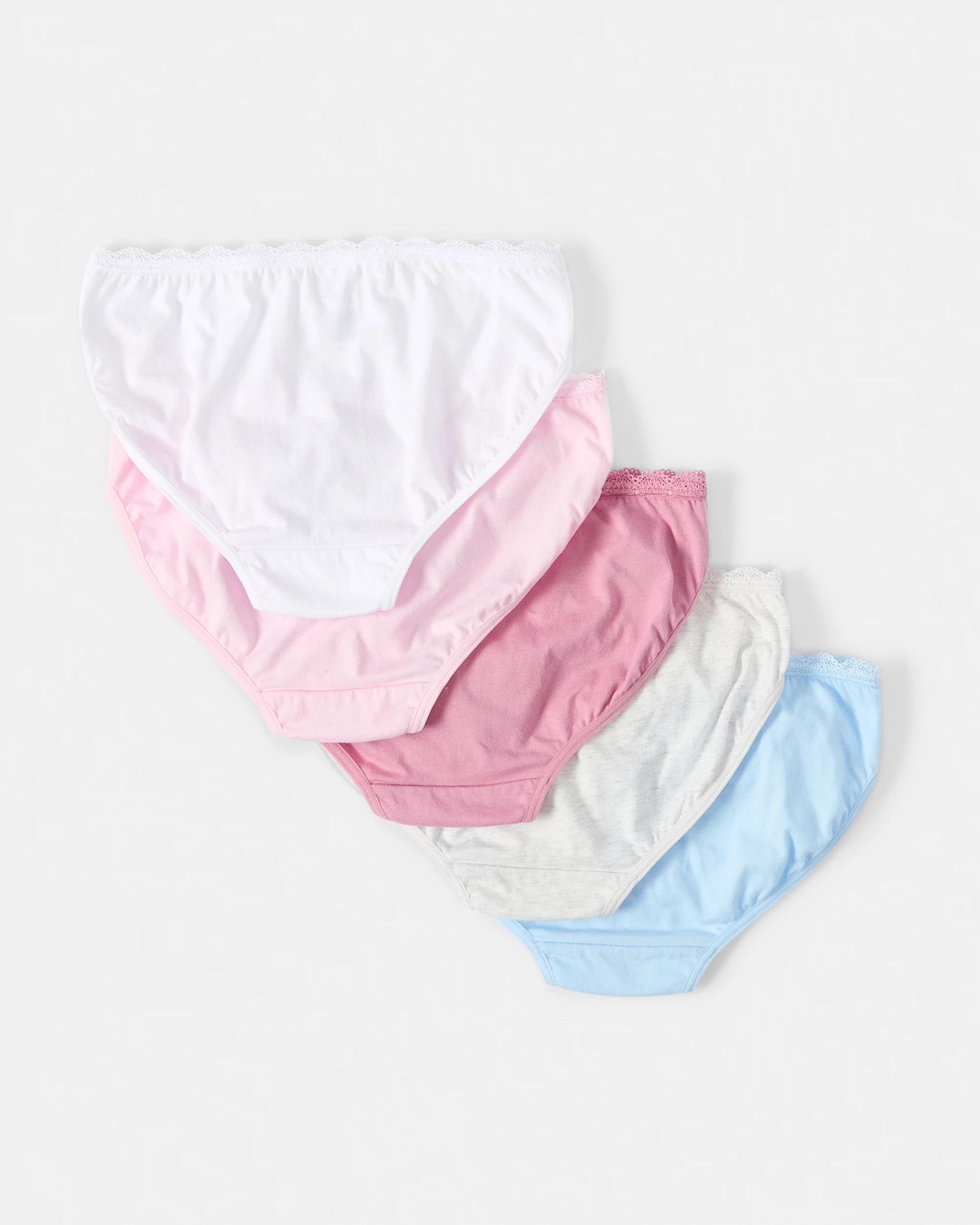 2 5 Pack Lace Trim Briefs Wht Brief, 2 of 7