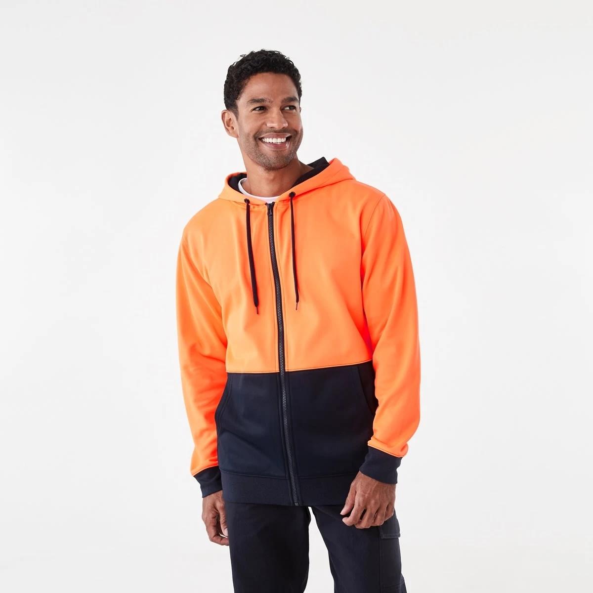 2 Hi-Visibility Zip Through Hoodie Orange, 2 of 7