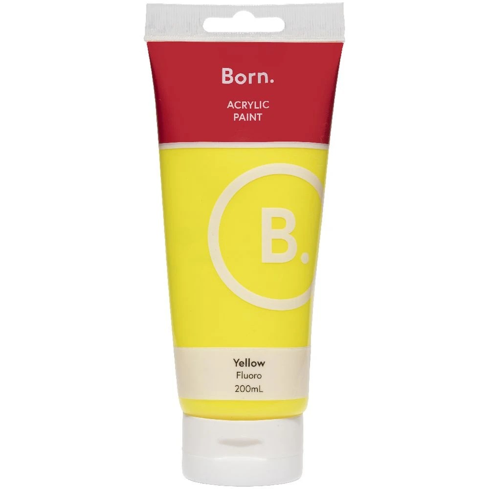 2 Born Acrylic Paint 200mL Fluoro Yellow, 2 of 3
