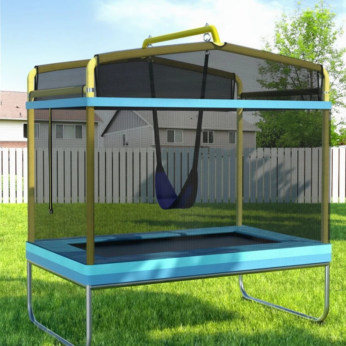 7 Everfit 6FT Trampoline for Kids w/ Enclosure Safety Net Swing Rectangle - Multi, 7 of 7