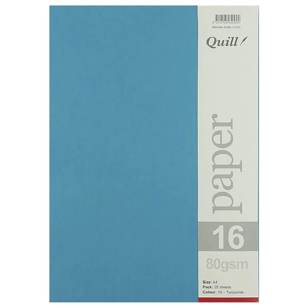 3 Quill A4 80gsm Paper Turquoise 25 Pack, 3 of 3