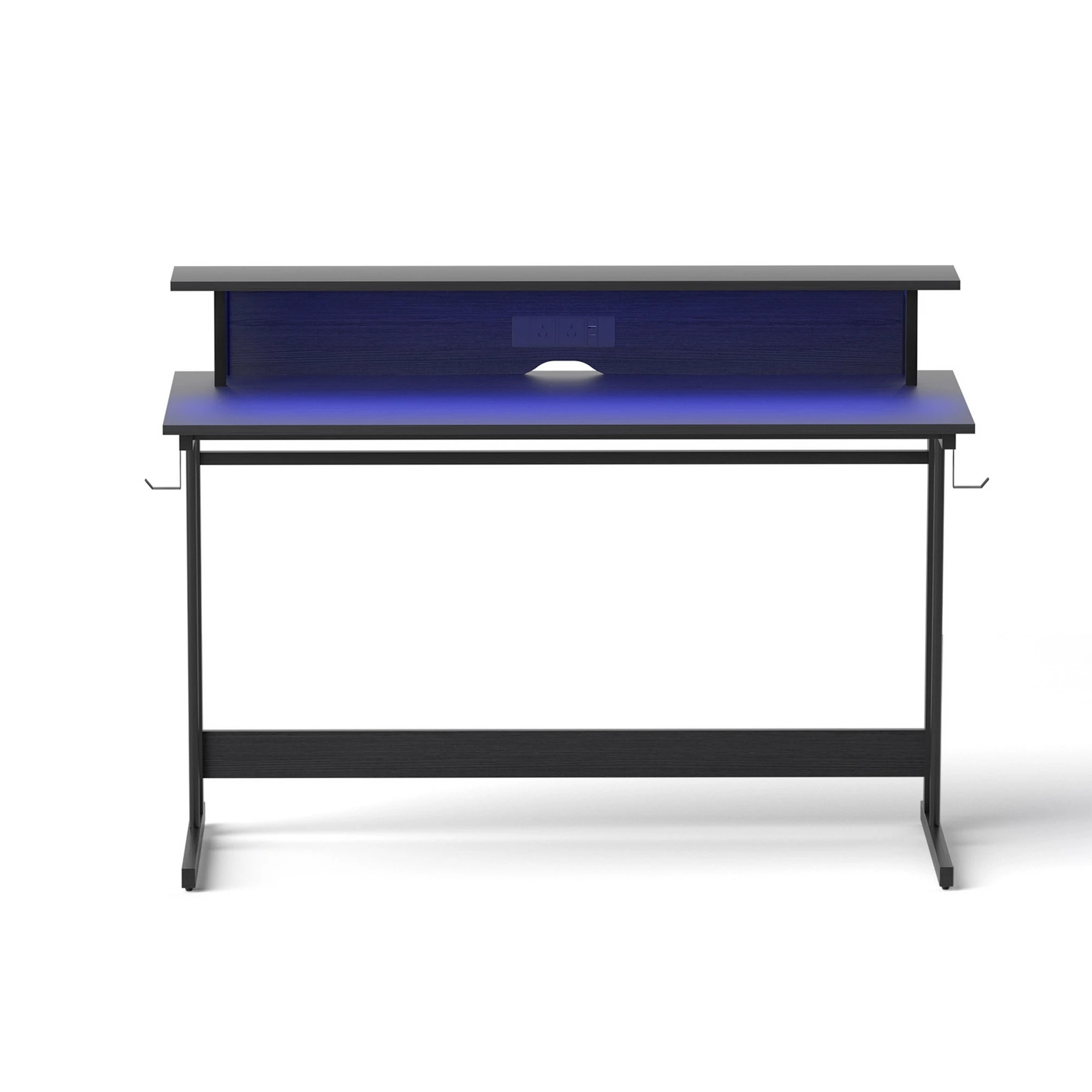 3 Artiss Gaming Desk with LED Lights Computer Desk Table with Monitor Shelf Power 120cm - Black, 3 of 4