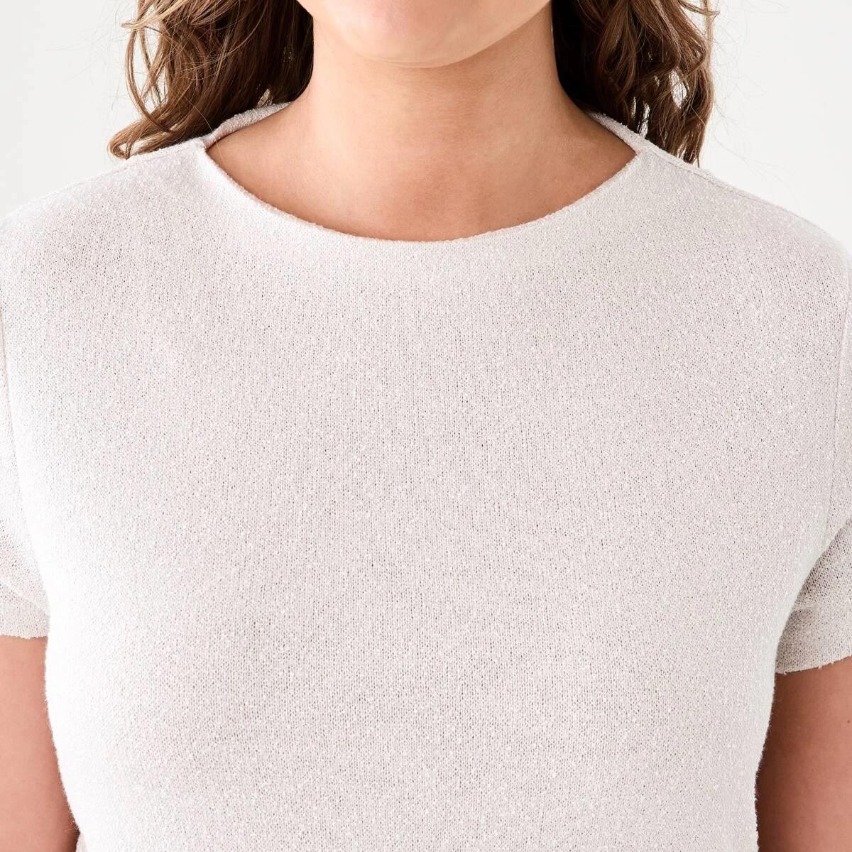 5 Short Sleeve Textured Top NATURAL BEIGE, 5 of 5