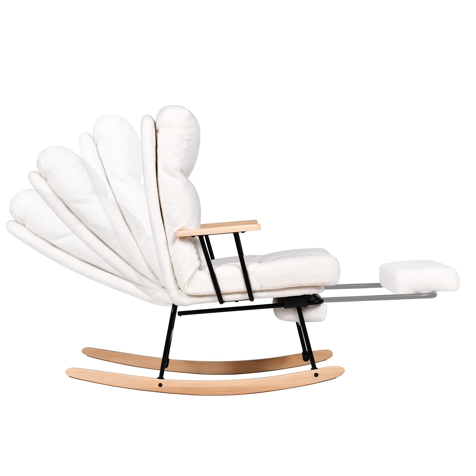 6 Advwin Rocking Chair with Footrest Nursery Cushion Armchair with High Backrest Reading Chair, 6 of 10