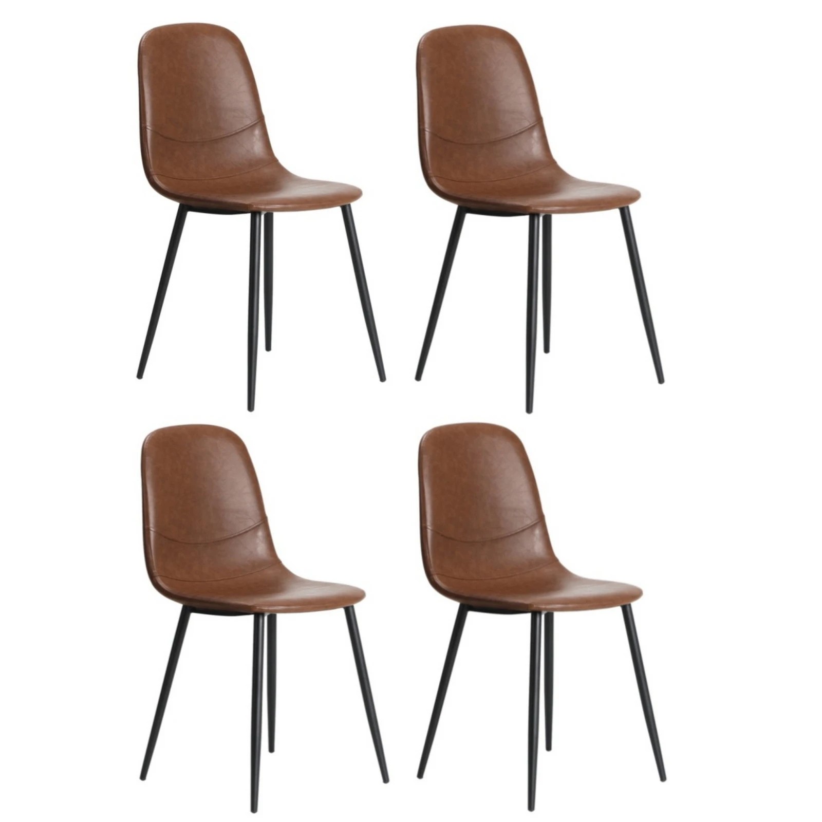 1 Oikiture 4x Dining Chairs Kitchen Accent Chair Lounge Room PU Leather - Brown, 1 of 9
