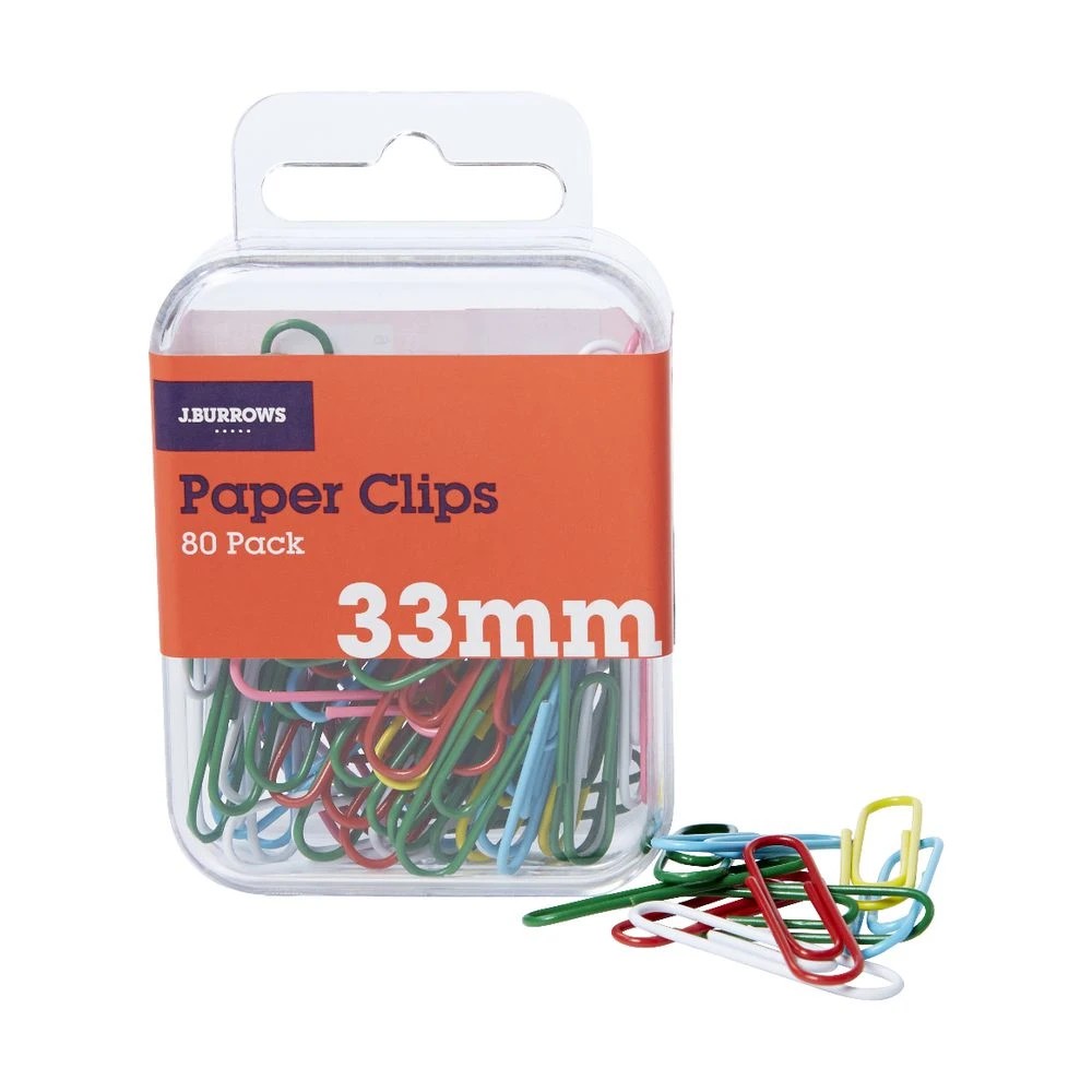 2 J.Burrows 33mm Paper Clips Assorted 80 Pack, 2 of 3