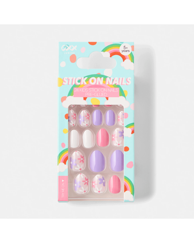 OXX Junior 24 Pack Kids Pre-Glued Stick-On Nails - Oopsy D