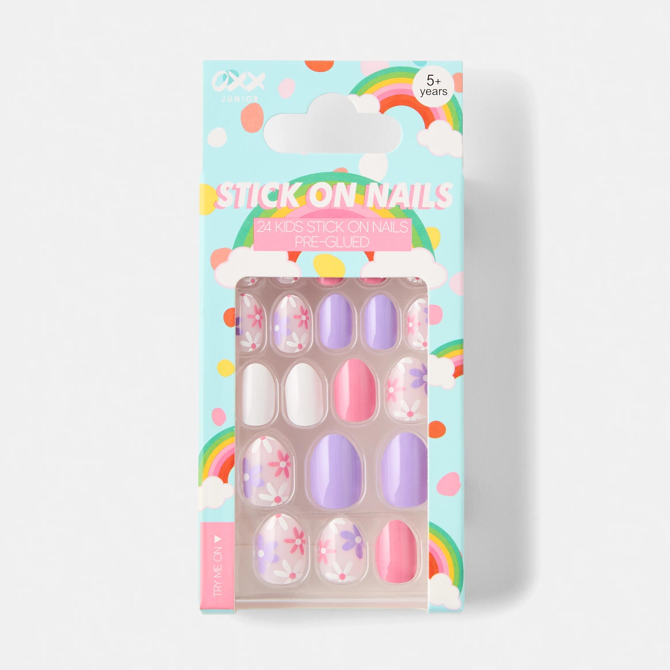 1 OXX Junior 24 Pack Kids Pre-Glued Stick-On Nails - Oopsy Daisy, 1 of 4