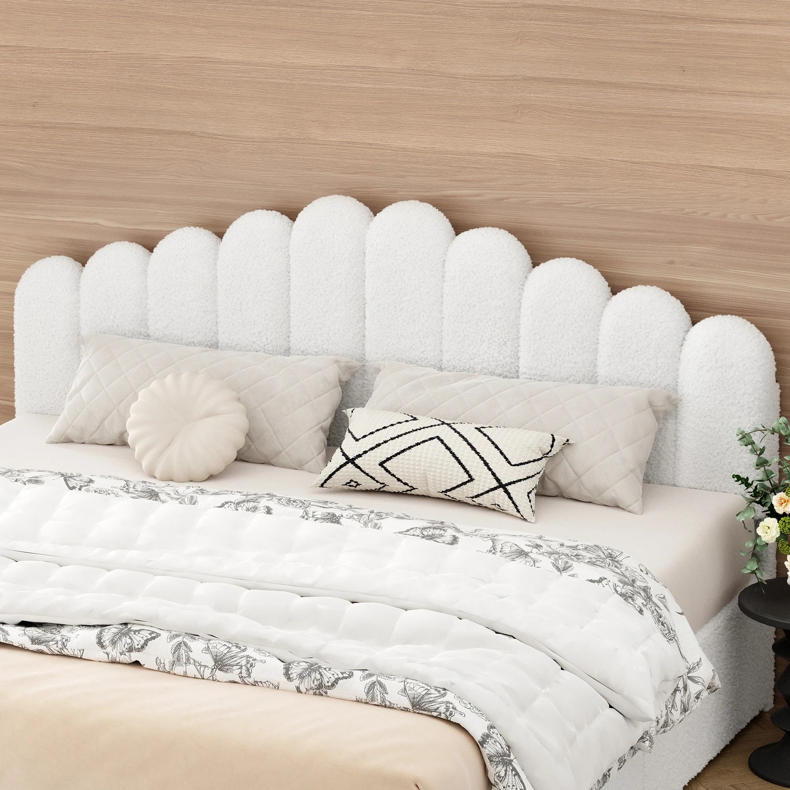 5 Alfordson Bed Frame King Size Gas Lift Storage Base Wooden Boucle Mutis - White, 5 of 10