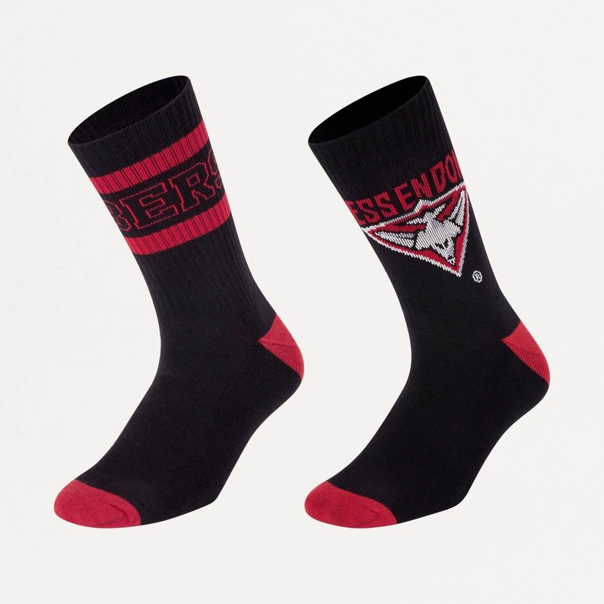 1 2 Pack Official AFL Adult Socks Essendon, 1 of 3