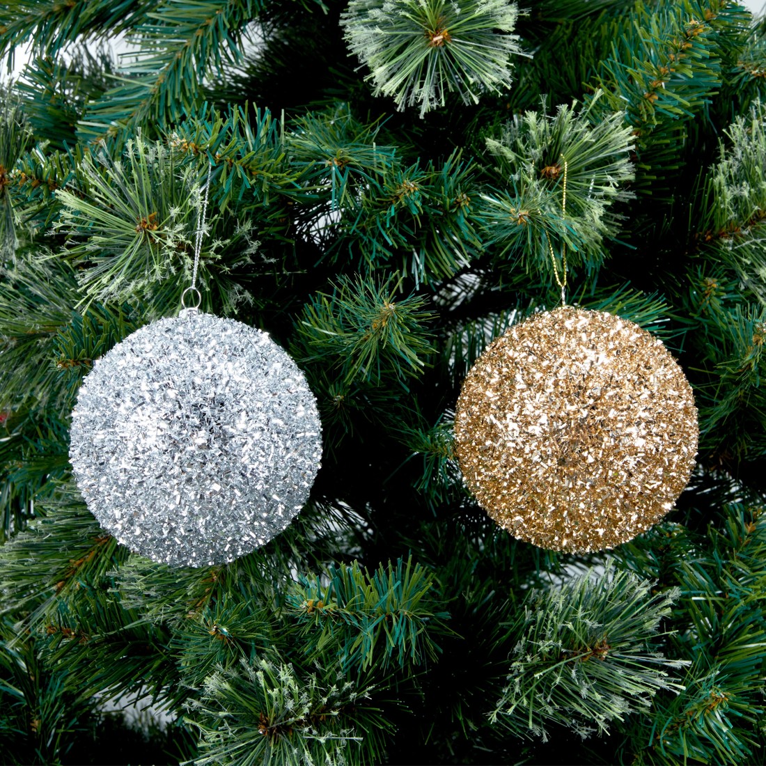 5 9 Pack 10cm Luxury Tinsel Baubles, 5 of 5