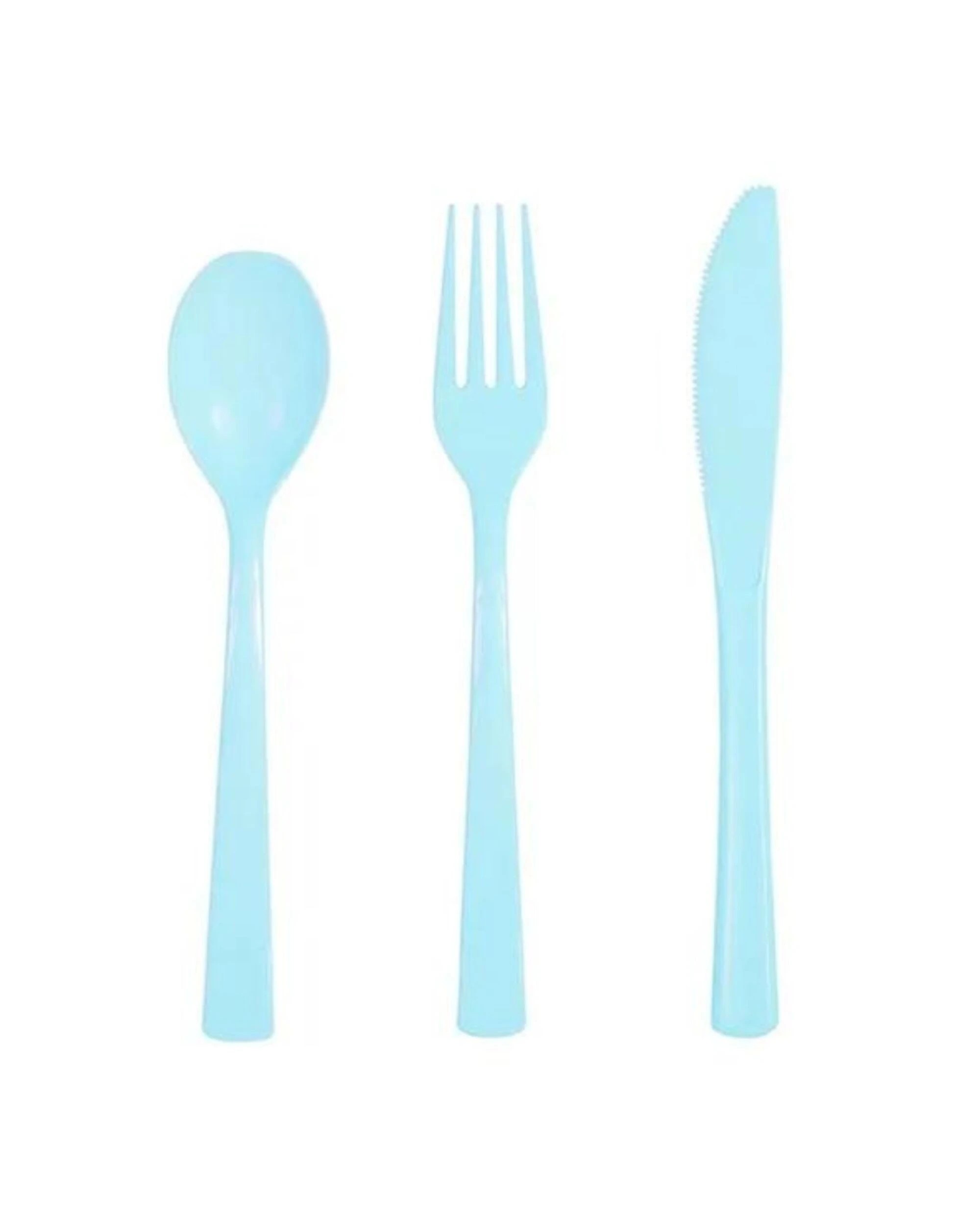 1 Unique Powder Blue Reusable Plastic Cutlery Pack of 18 - Blue, 1 of 2