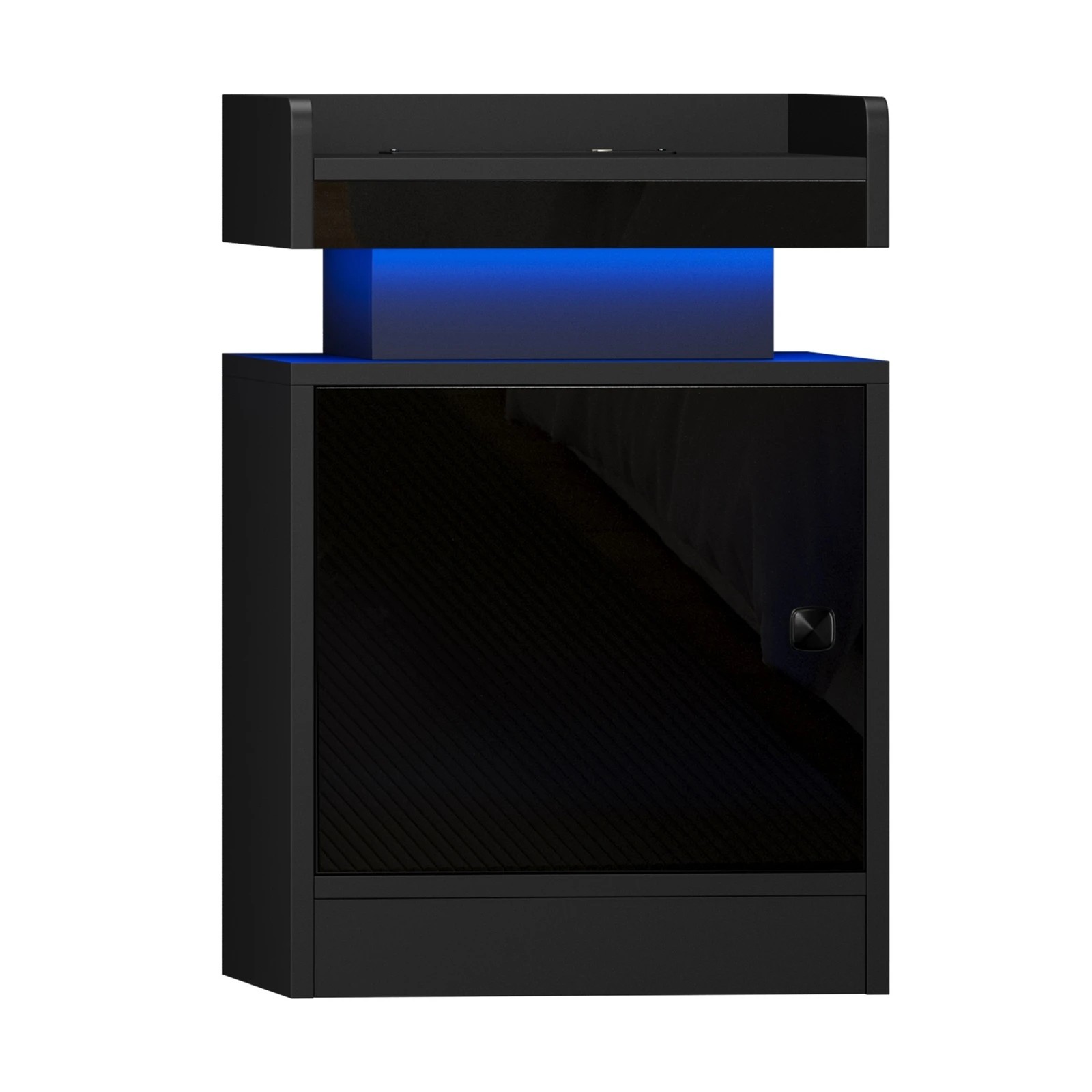 4 Oikiture 2x Bedside Table LED Nightstand USB Charging Station Side Table - Black, 4 of 6