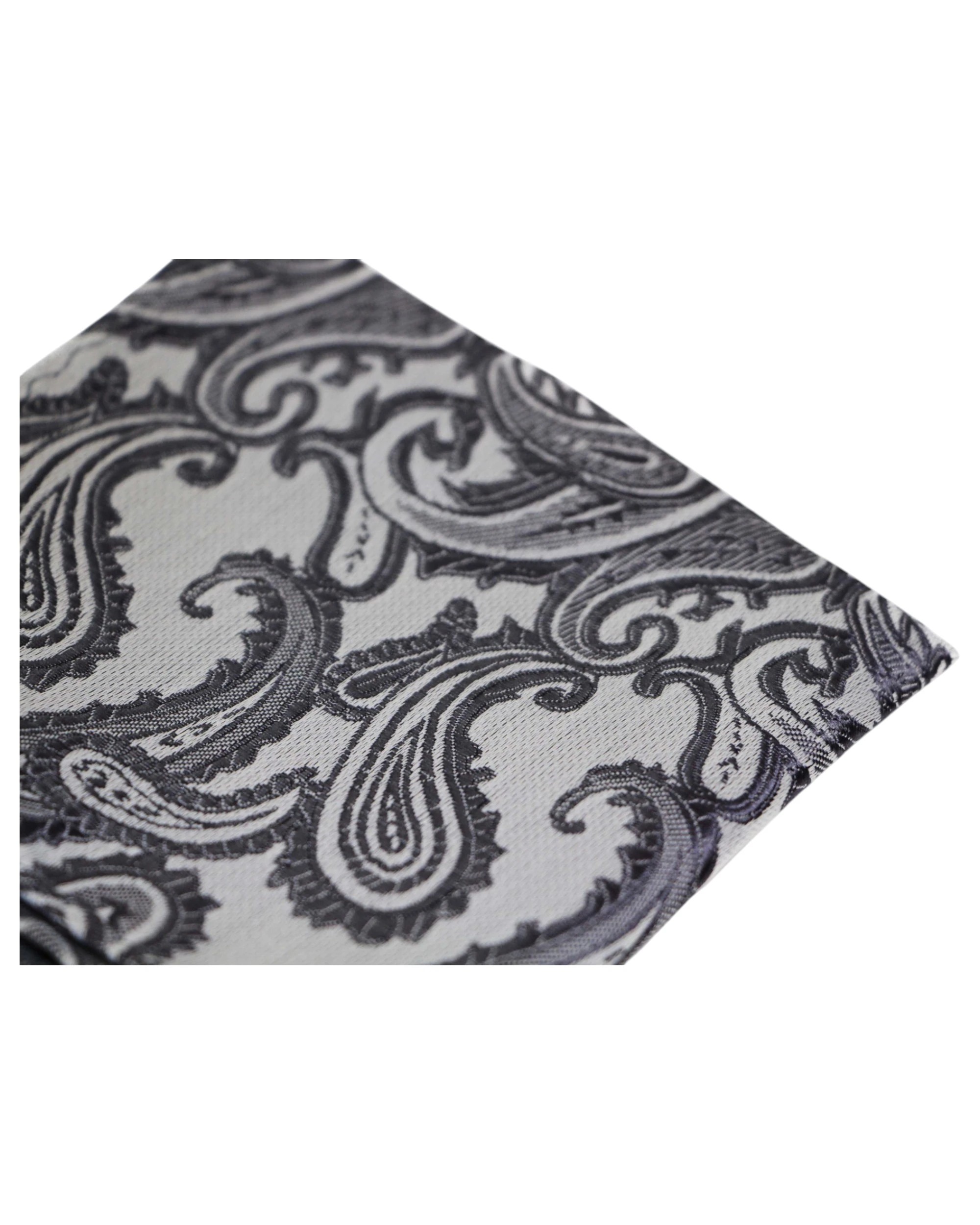 3 Zasel Mens Grey & Gunmetal Paisley Pocket Square - Multi - Multi, 3 of 3