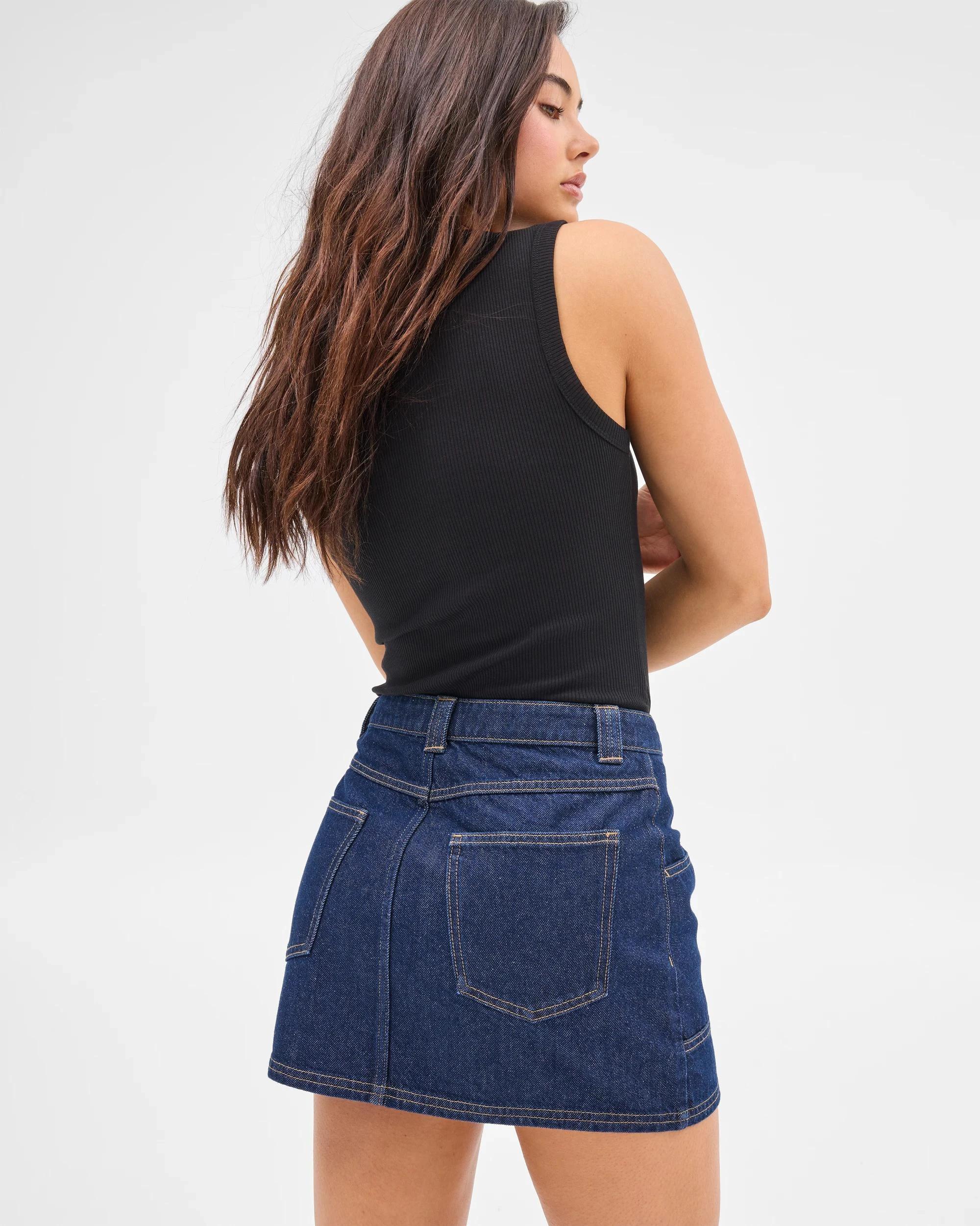 4 Patch Pocket Denim Mini Skirt - Lily Loves INDIGO, 4 of 8