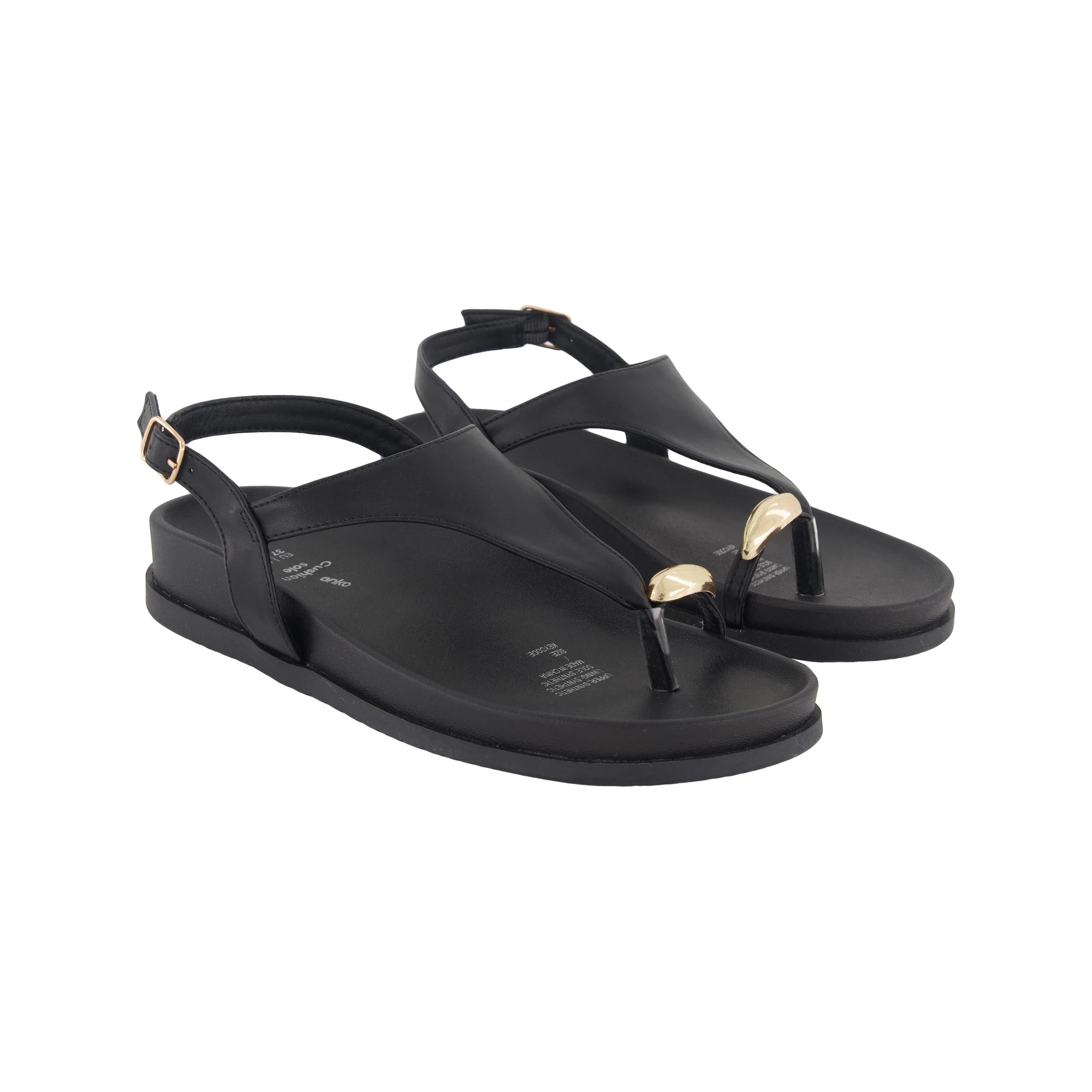2 Metal Toe Post Sandals Black, 2 of 3