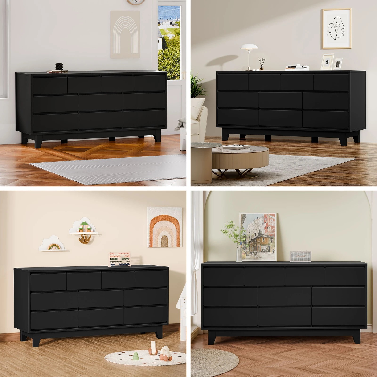 4 Alfordson 10 Chest of Drawers Minimalist Storage Cabinet Dresser - Black, 4 of 10