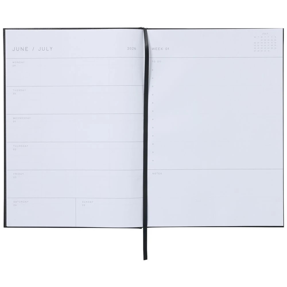 5 Keji A4 Week To View Hard Cover Diary FY26/27 Black, 5 of 6