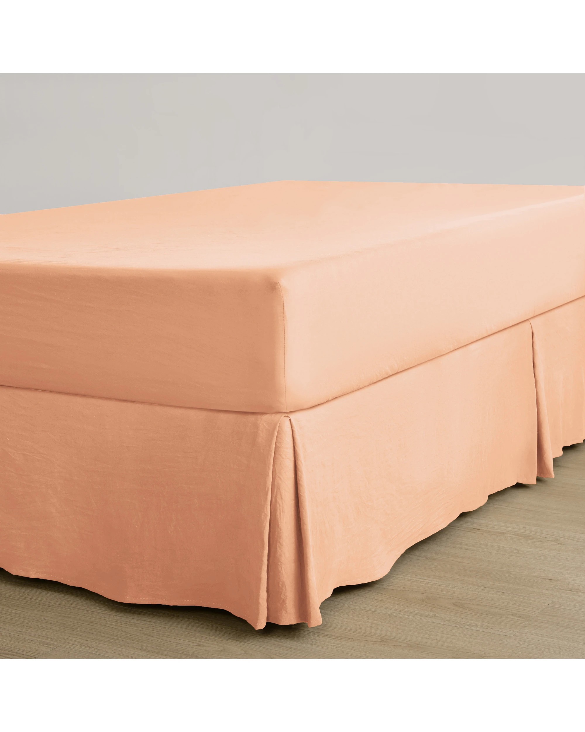 1 Dreamaker Superfine Washed Microfibre Pleated Valance - King Single Bed - Peach, 1 of 9