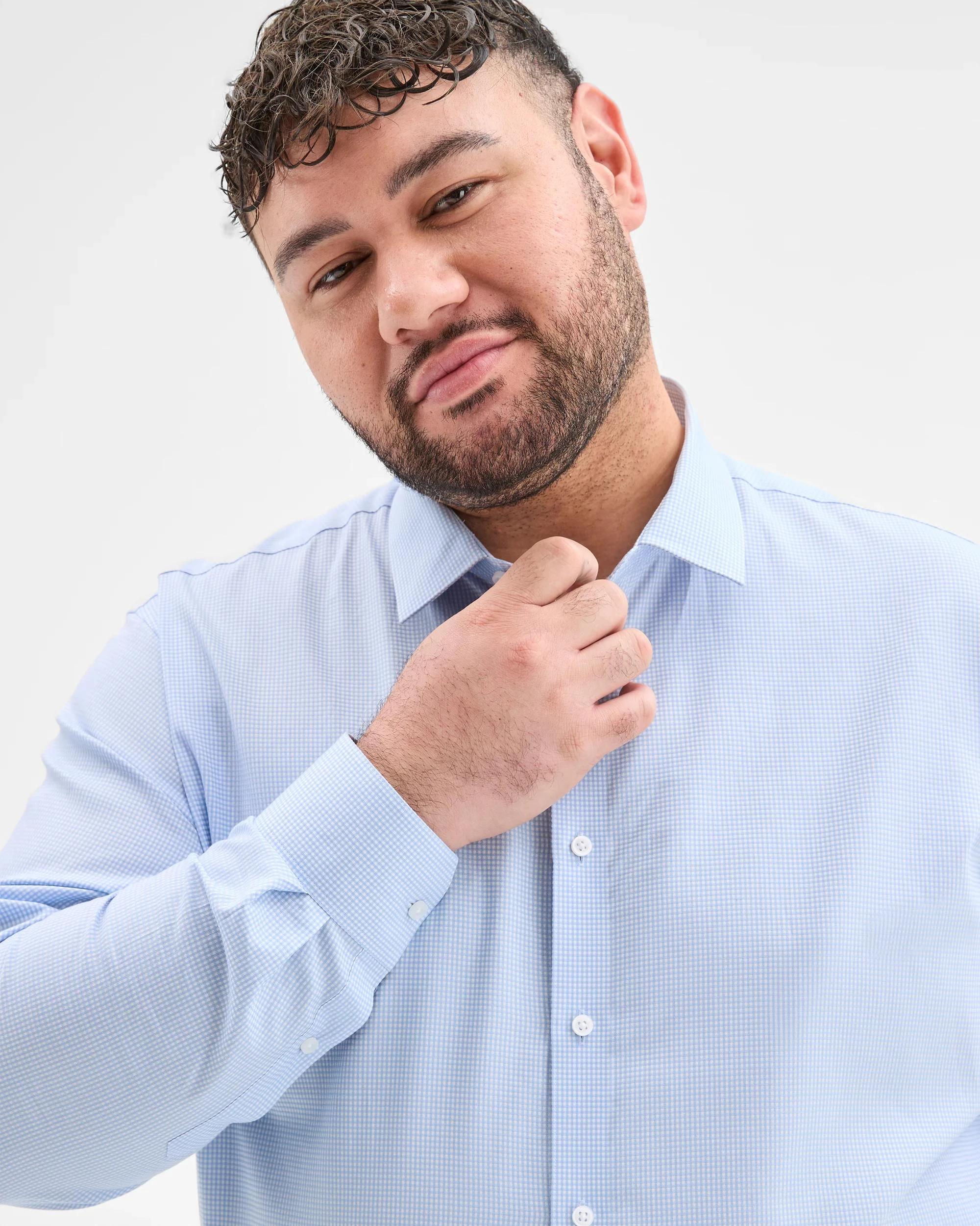 5 Target Man Plus Plus Size Gingham Business Shirt BLUE GINGHAM, 5 of 6