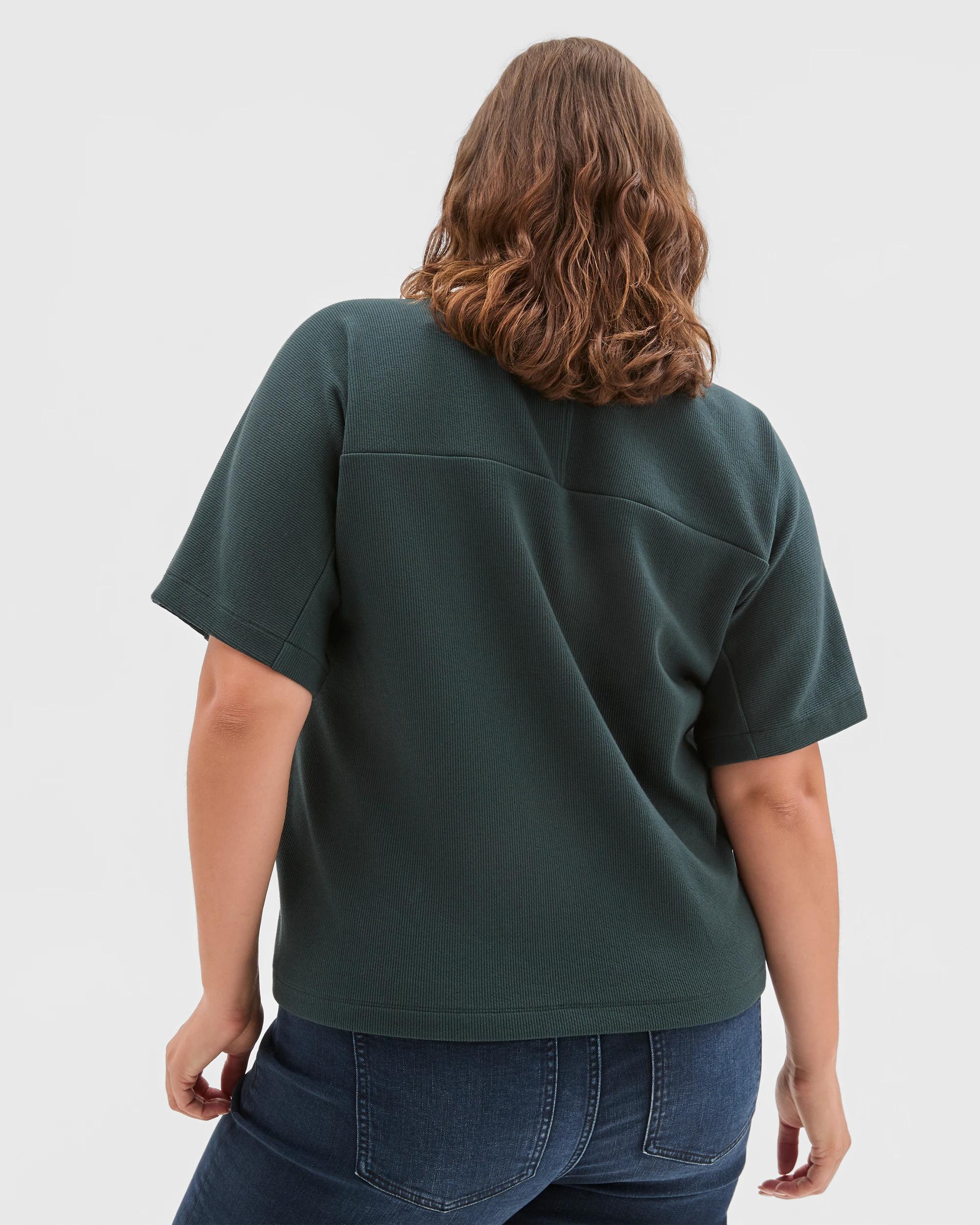 4 Target Curve Plus Size Spliced Boxy Textured T-Shirt MIDNIGHT JADE, 4 of 6