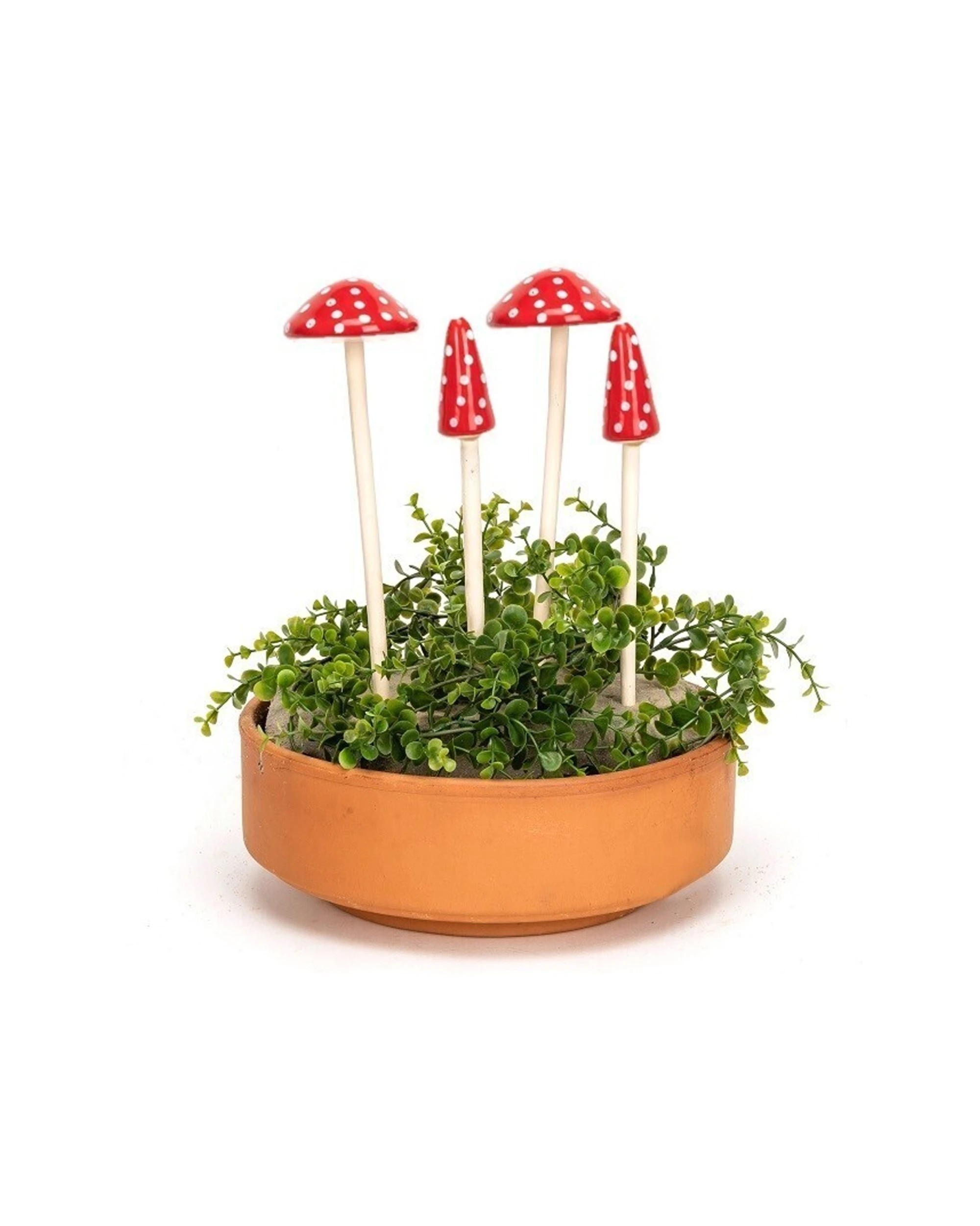 1 Alfresco 3x Garden Ceramic Mushroom Sticks Outdoor Decor - Multi, 1 of 2