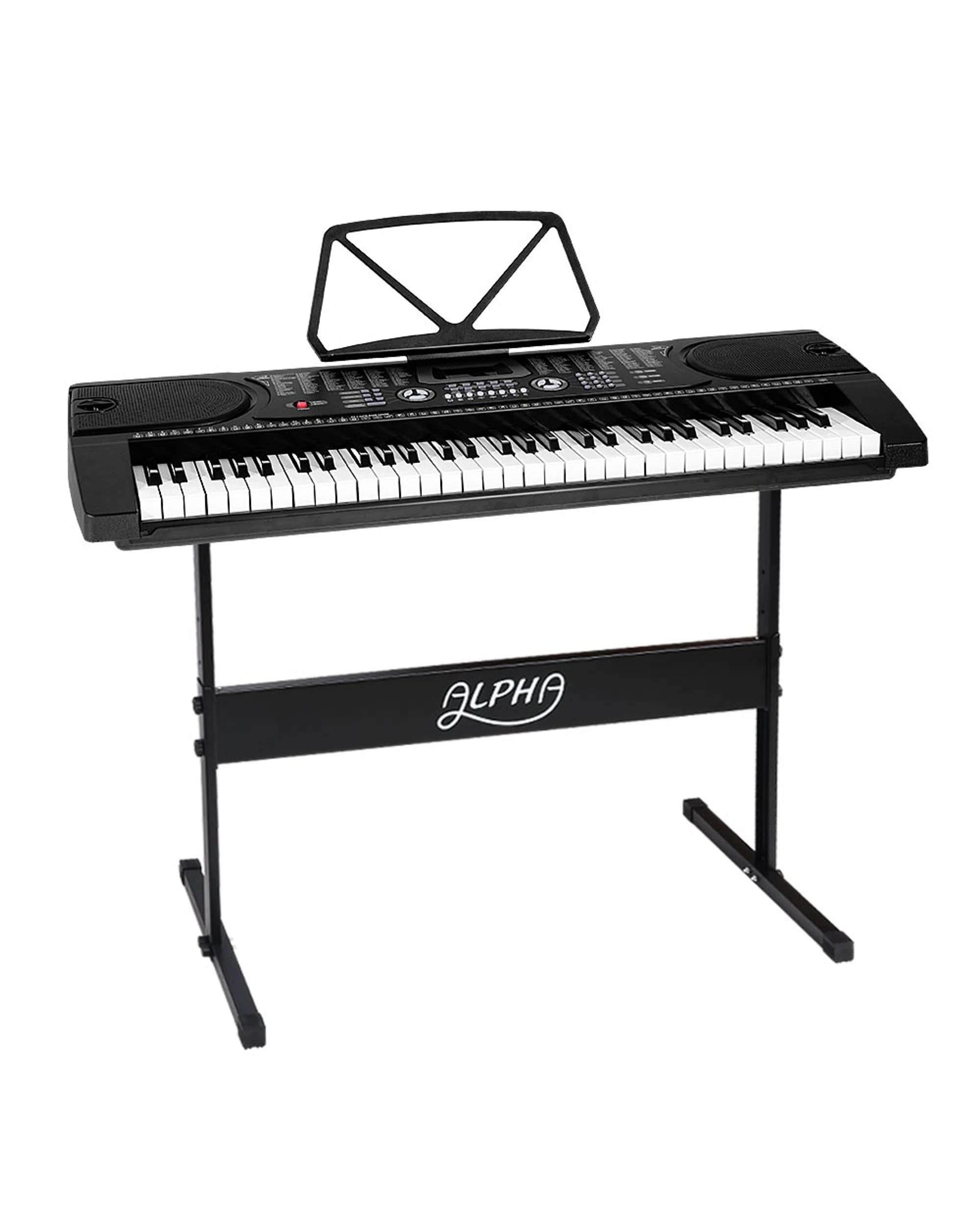 1 Alpha 61 Keys Electronic Piano Keyboard Digital Electric w/ Stand Beginner - Black, 1 of 6