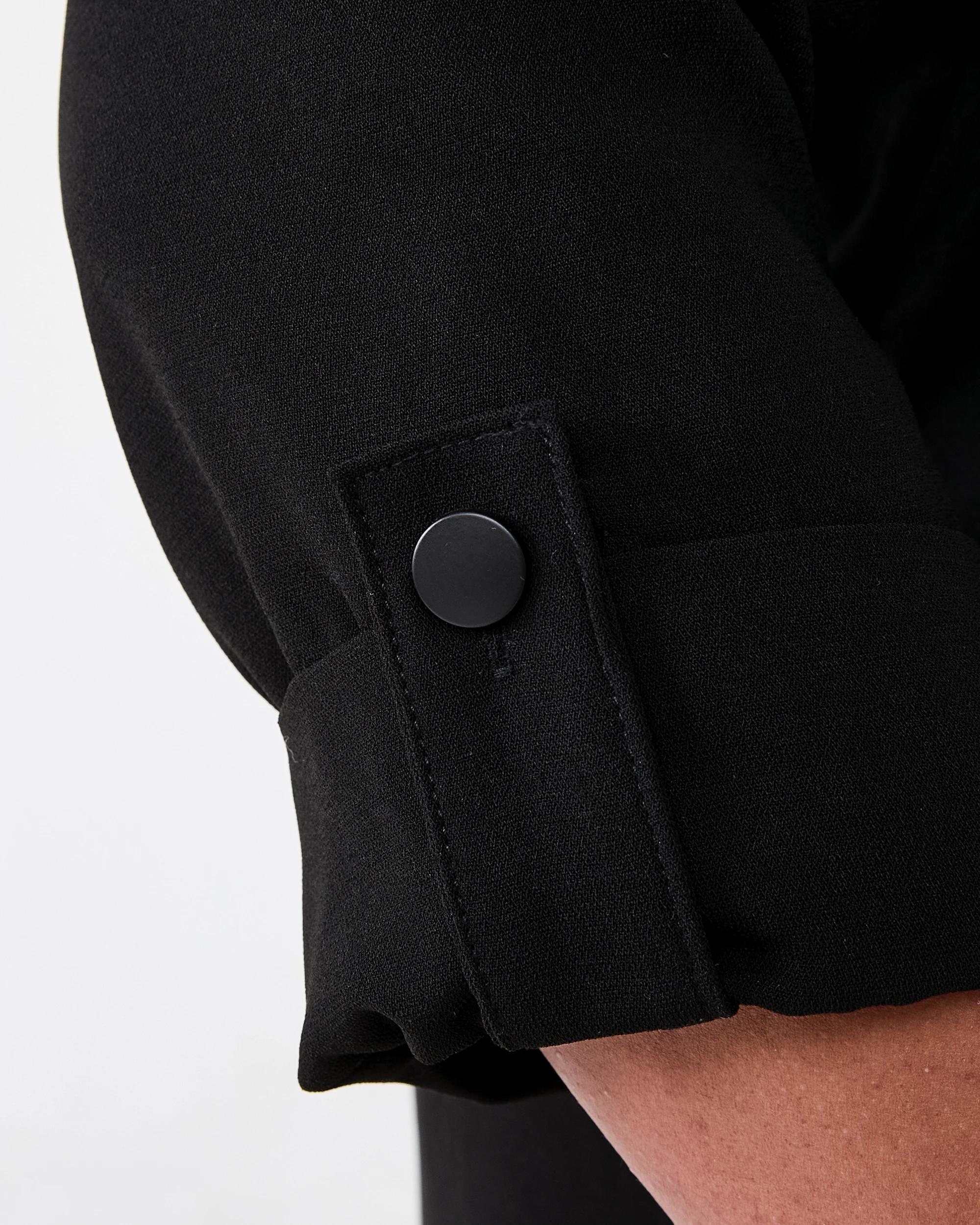 6 Curve Long Sleeve Linen Blend Blazer Black, 6 of 6