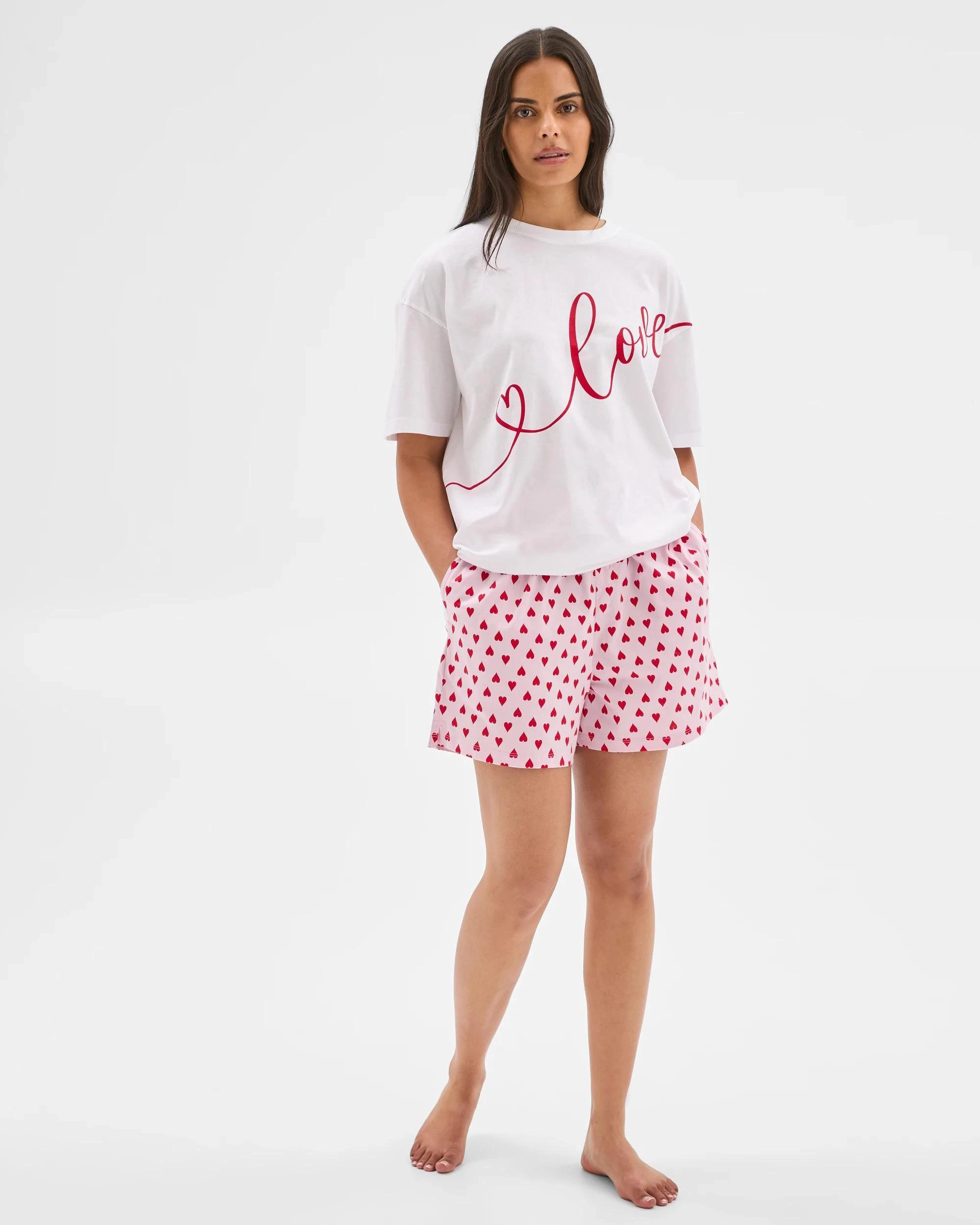 2 Target Woman Australian Cotton Sleep Shorts AOP PINK HEARTS, 2 of 6