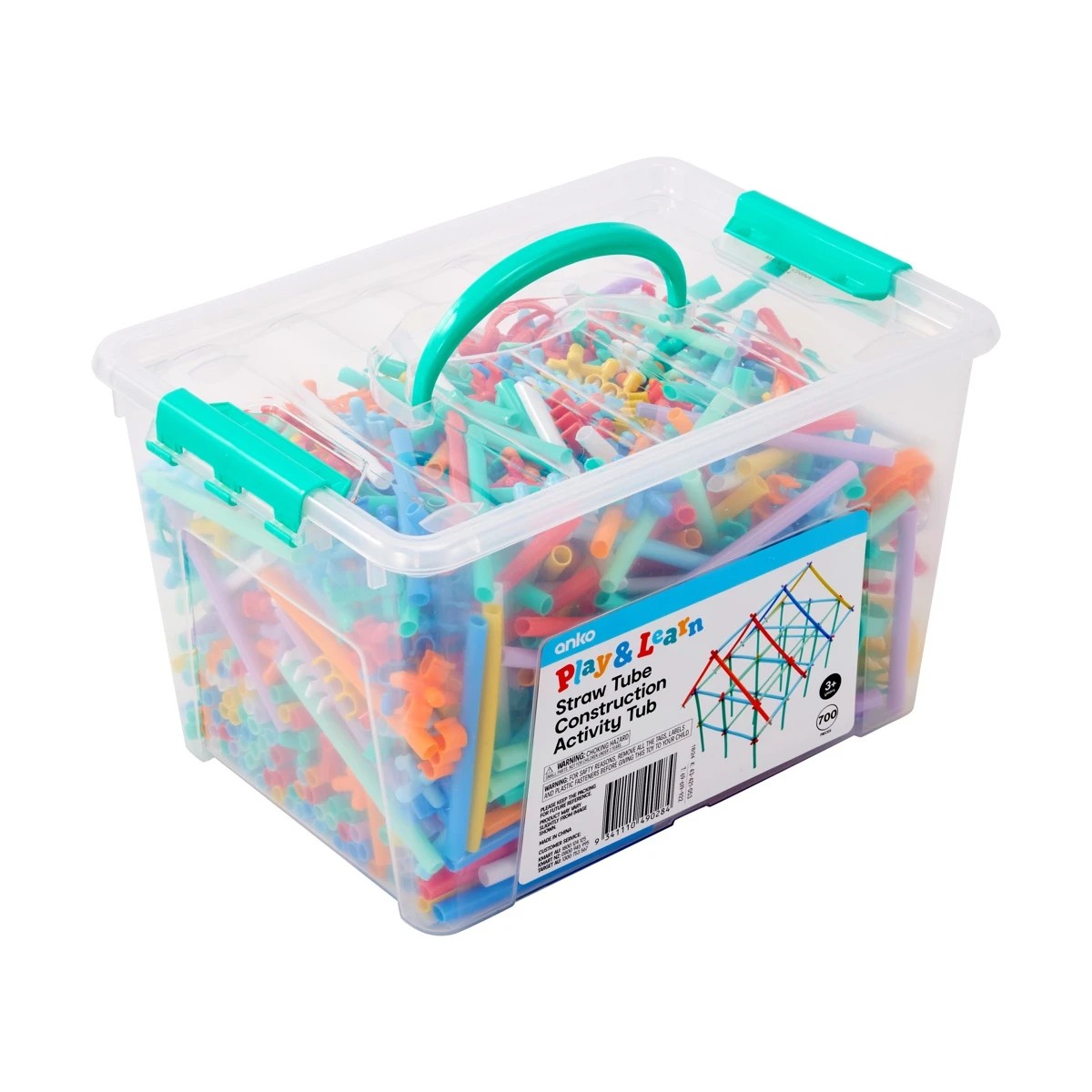 2 700 Piece Play and Learn Straw Tube Construction Activity Tub, 2 of 9