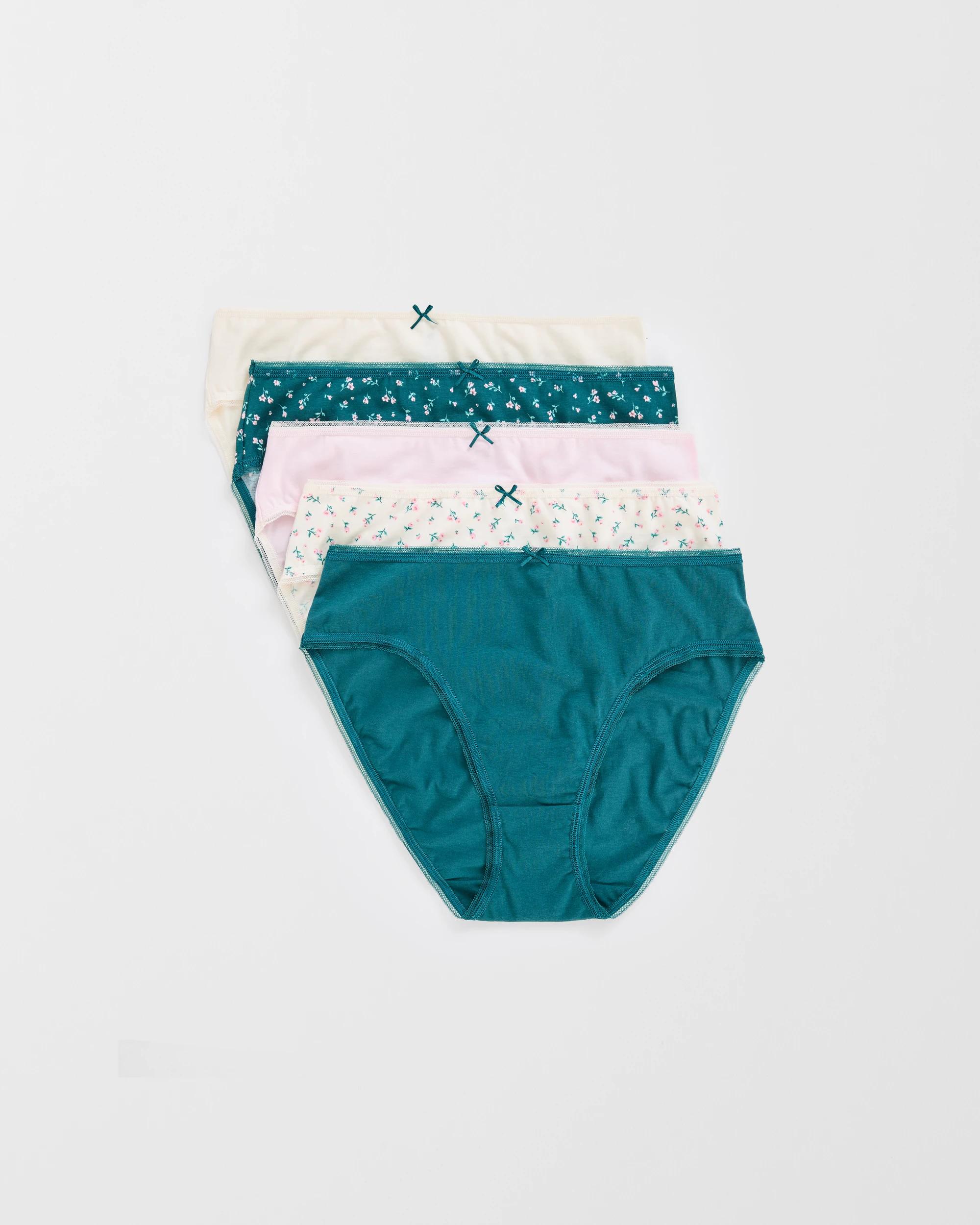 1 Target Woman Australian Cotton 5 Pack High Cut Briefs TEAL DITSY, 1 of 5