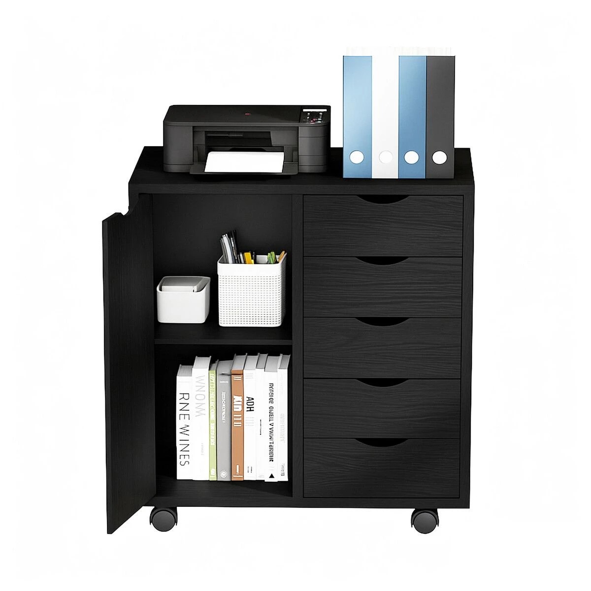 3 AUSWAY Mobile File Cabinet 5 Drawer Side Under Desk, 3 of 3