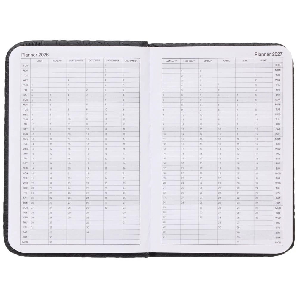 4 J.Burrows A7 Week-To-View Embossed Diary FY26/27 Black, 4 of 6