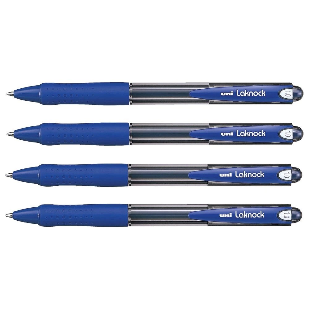 2 Uni Laknock Retractable Ballpoint Pen 1.0 Blue 4 Pack, 2 of 2