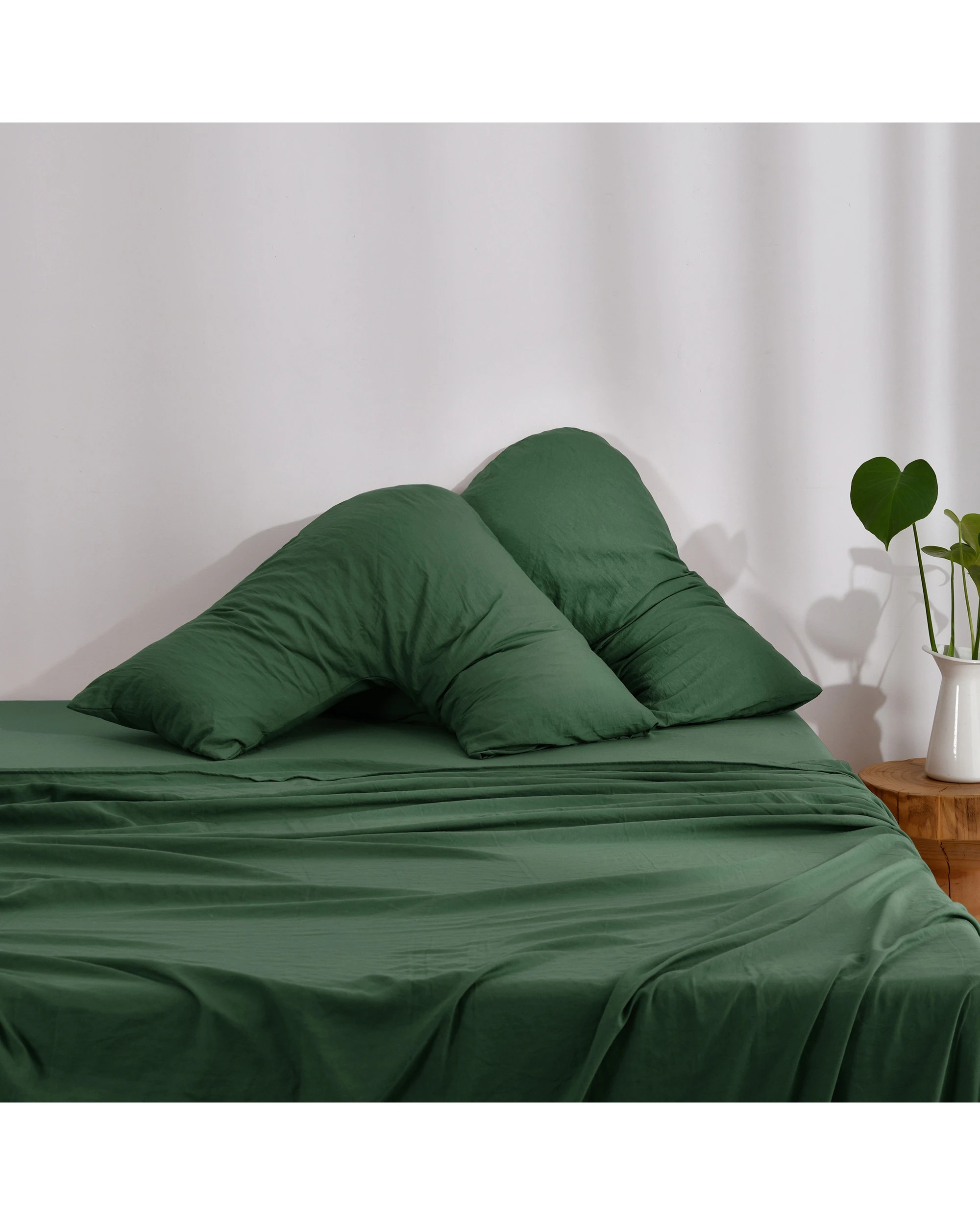 1 Dreamaker Superfine Washed Microfibre V-Shape Pillowcase Twin Pack - Hunter Green, 1 of 5
