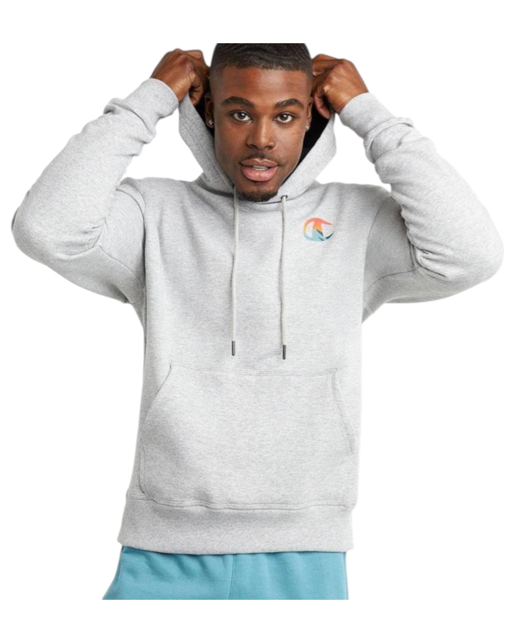 1 Champion Mens Powerblend Oxford Gray Graphic Hoodie OXFORD GRAY, 1 of 4