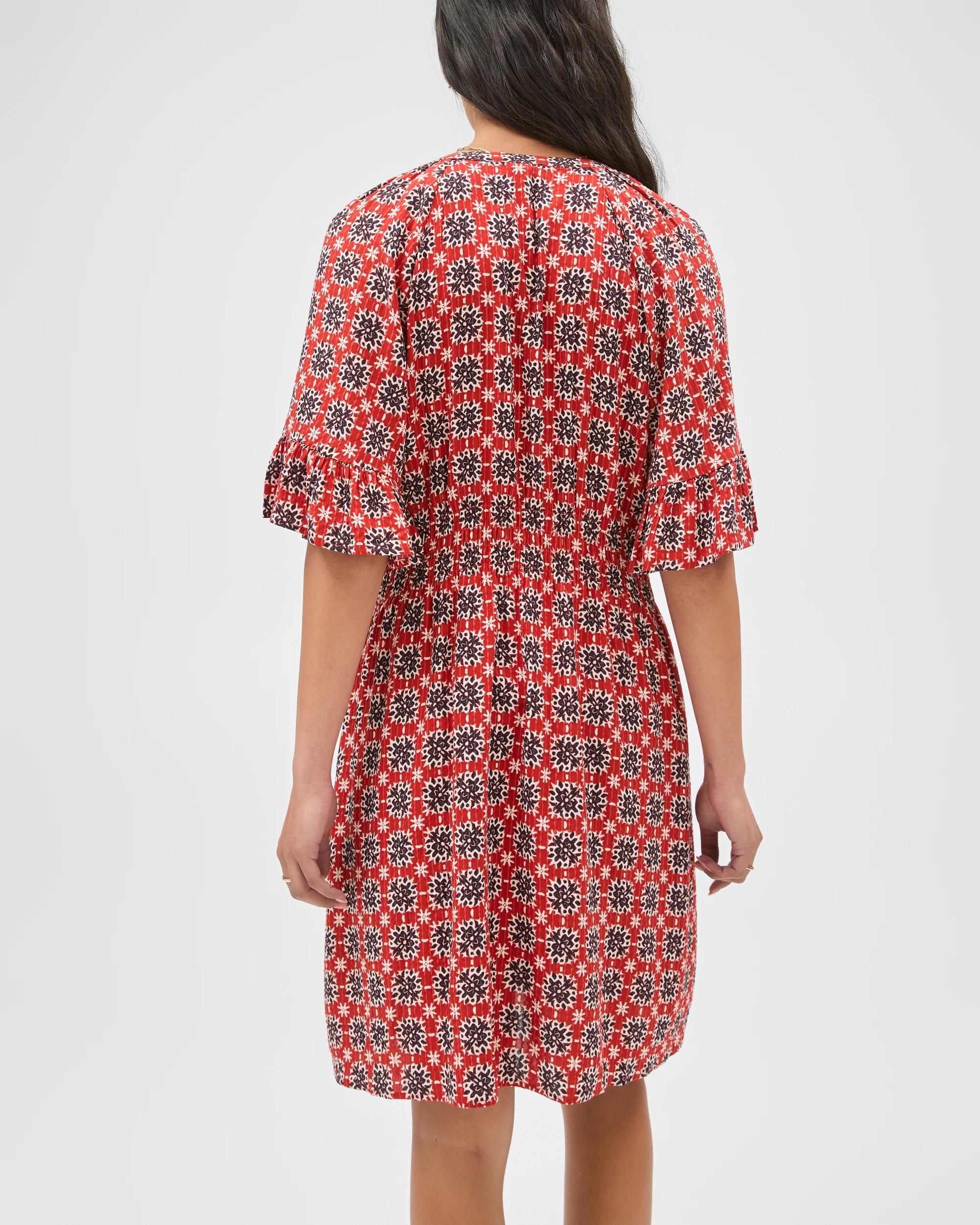 6 Target Woman Short Sleeve Frill Detail Mini Dress MULTI MOSAIC PRINT, 6 of 6