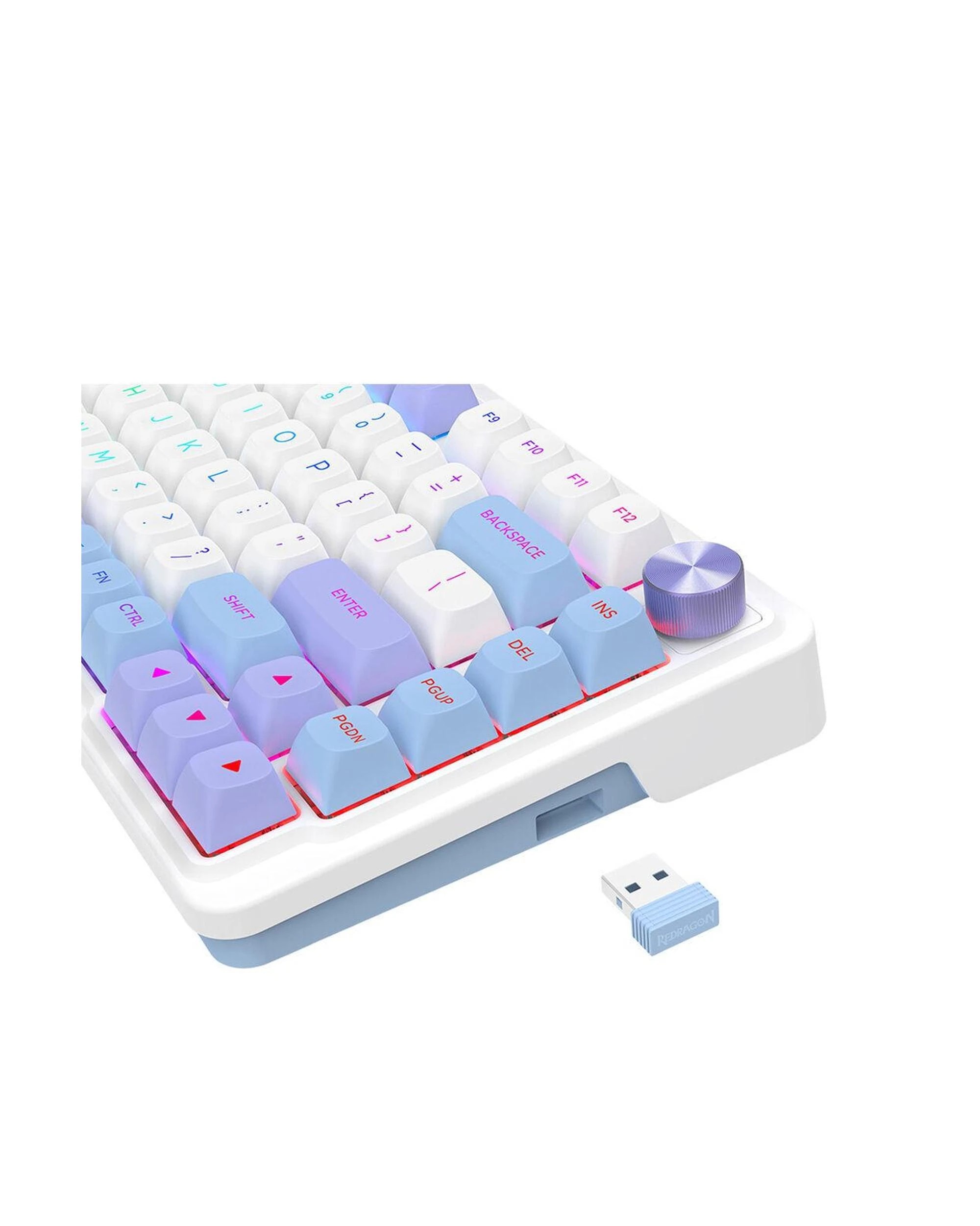 8 Redragon UCAL K673WBP Max WhitePurple 75% Gasket Wireless Mechanical Keyboard, 8 of 9