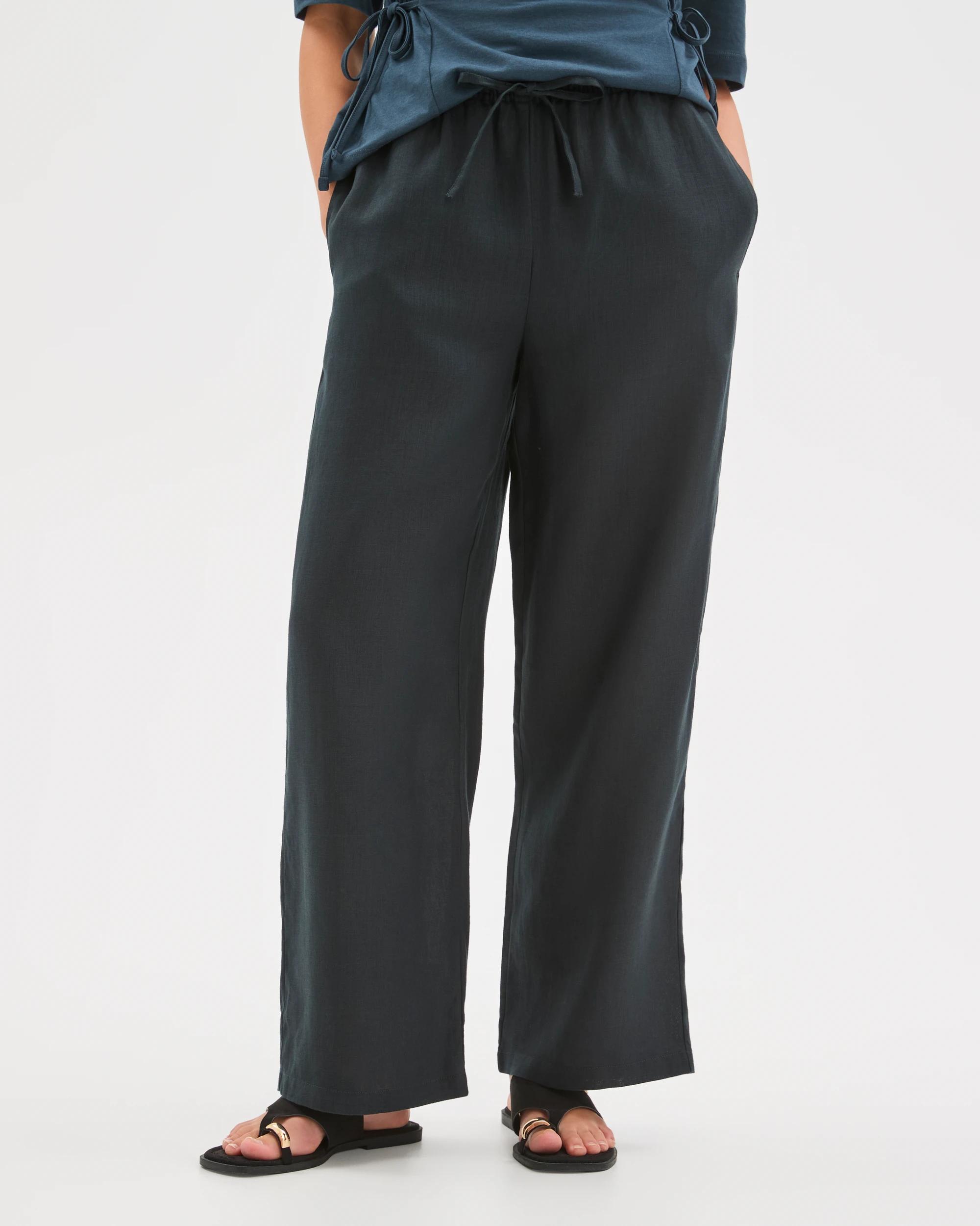 5 Target Petites European Linen Straight Leg Pants BLACK, 5 of 7