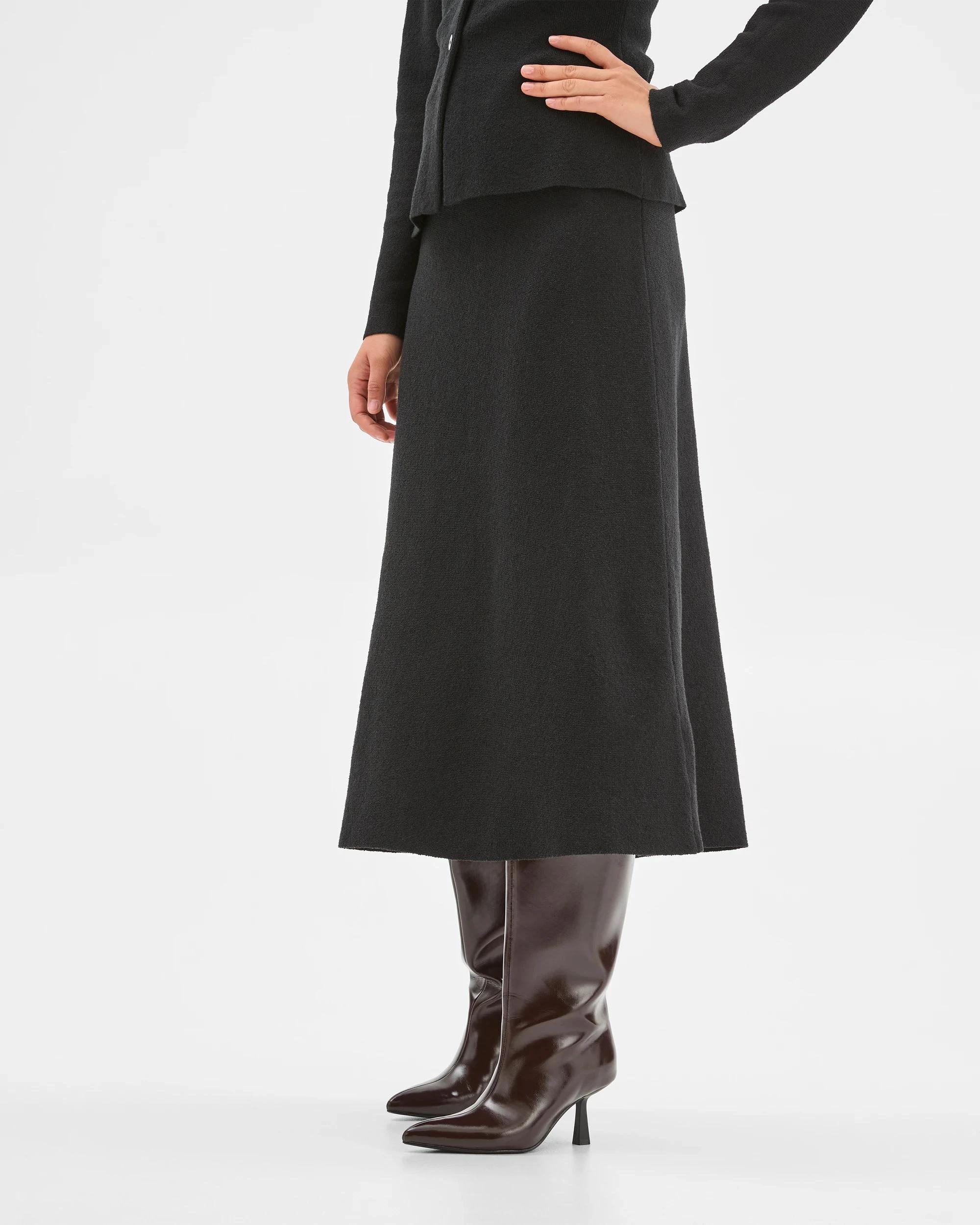4 Preview Boucle Knit Midi Skirt BLACK, 4 of 6