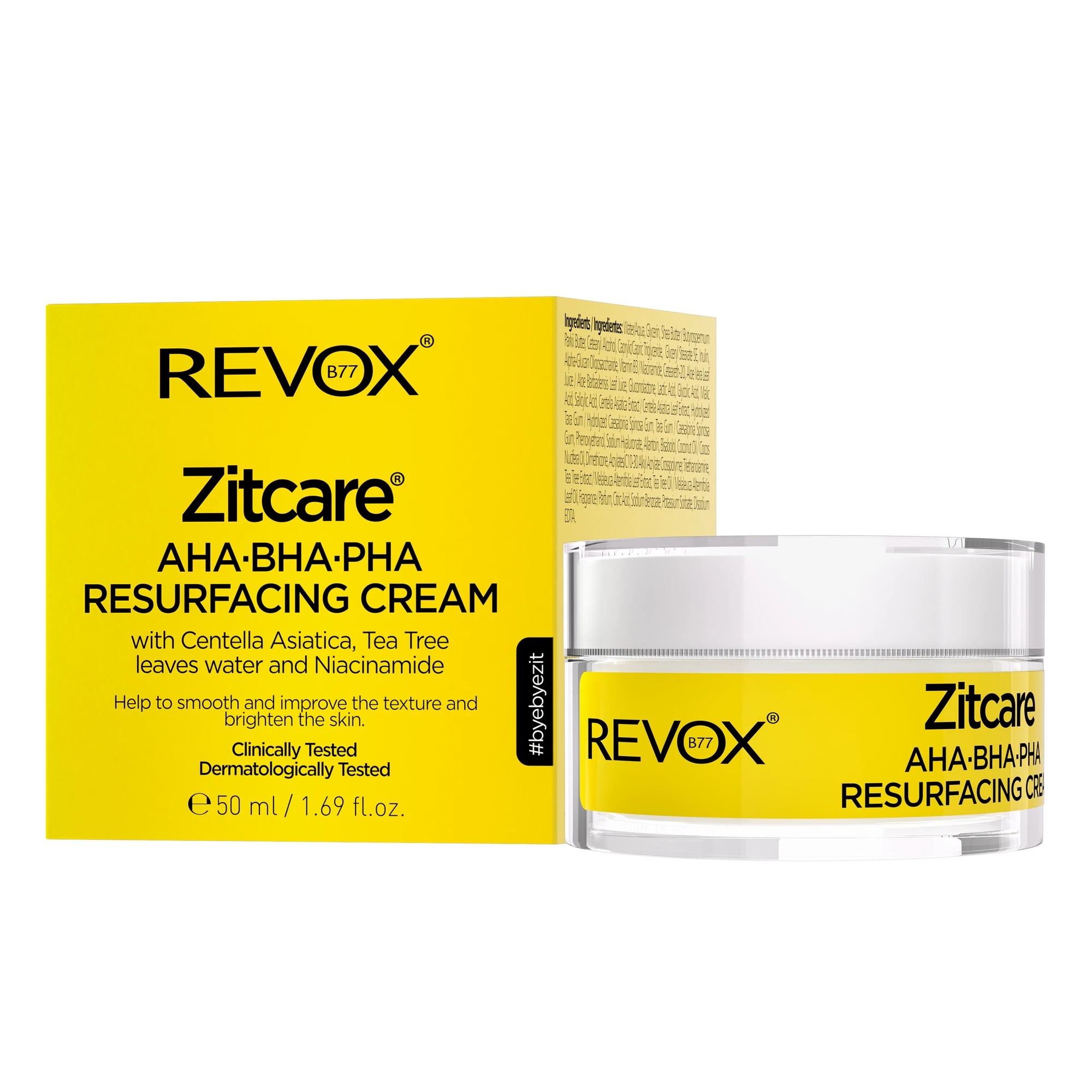 1 Revox B77 Zitcare Resurfacing Cream 50ml - AHA, BHA, PHA, Centella Asiatica, Tea Tree Leaves Water and Niacinamide, 1 of 2