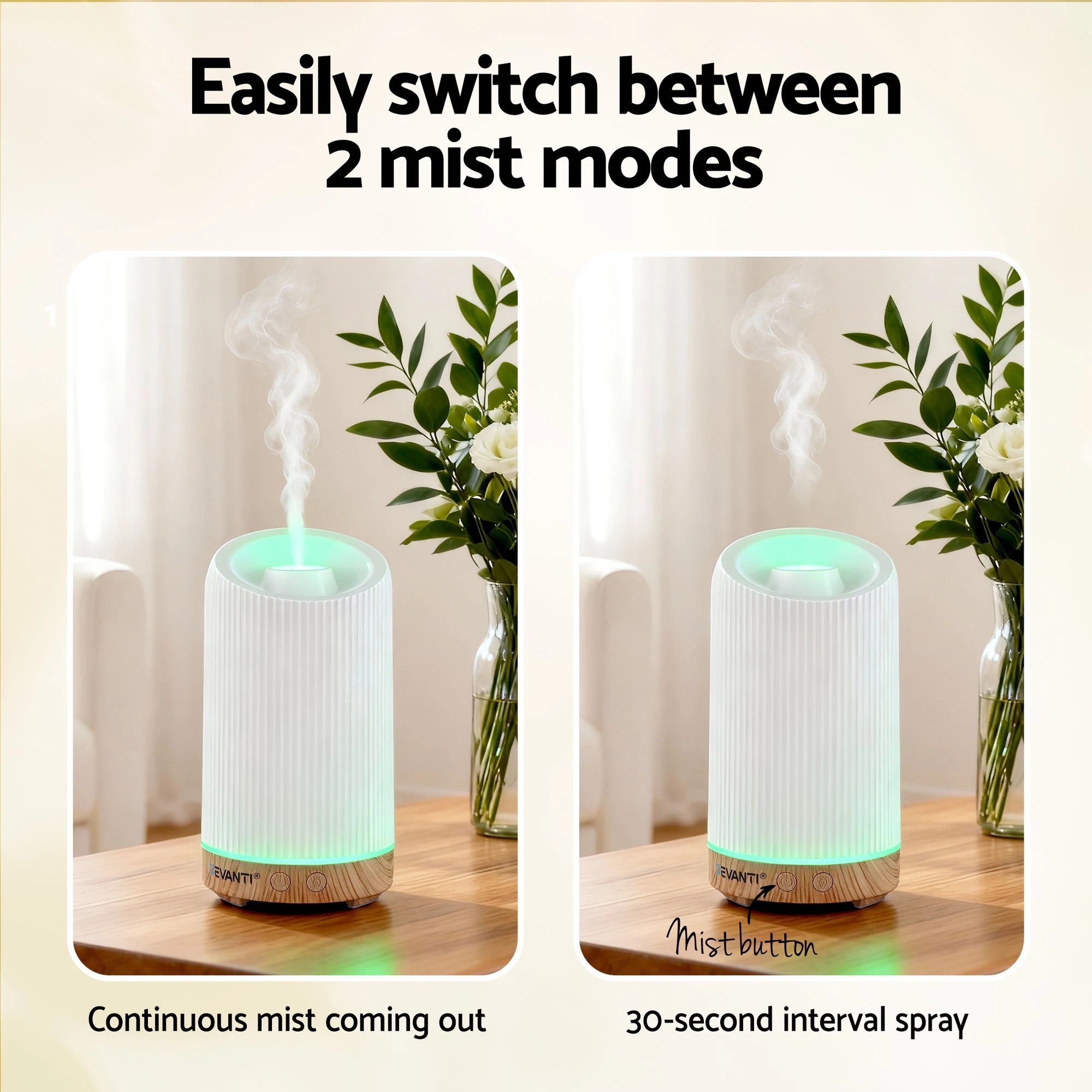 4 Devanti Ultrasonic Aroma Diffuser Aromatherapy 200ml LED Lights Iron Humidifier - Multi, 4 of 9