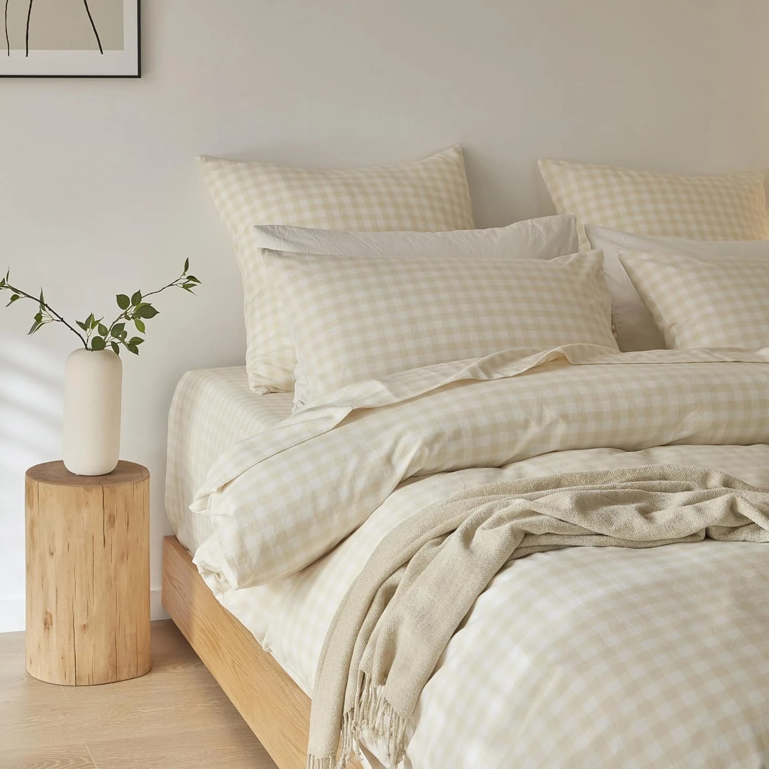 4 Gioia Casa Yarn-Dyed Vintage Washed Cotton Quilt Cover Set - Queen Bed - Oatmeal, 4 of 7
